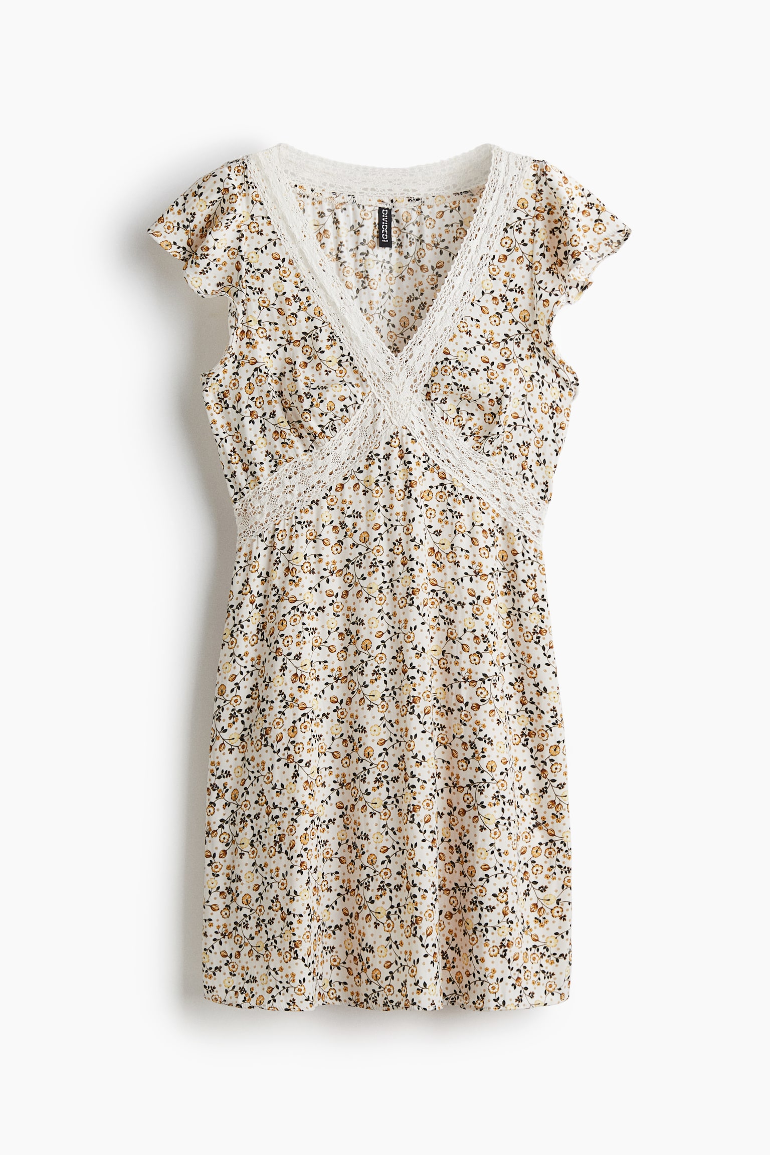 Váy có chi tiết ren - Màu trắng/Hoa - 1