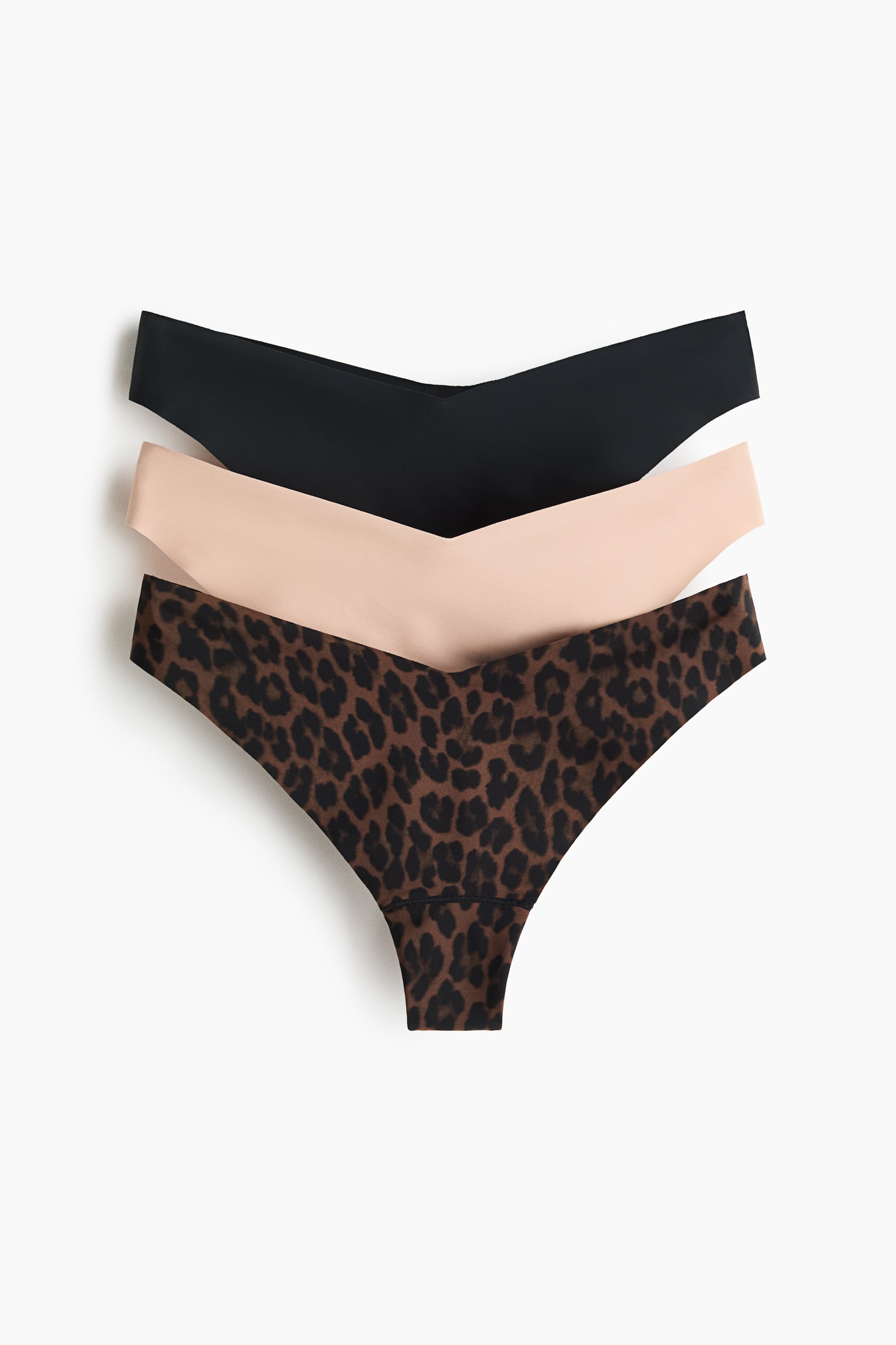 View larger image: 3-pack Invisible Thong Briefs - Dark brown/light pink - Ladies | H&M US 1