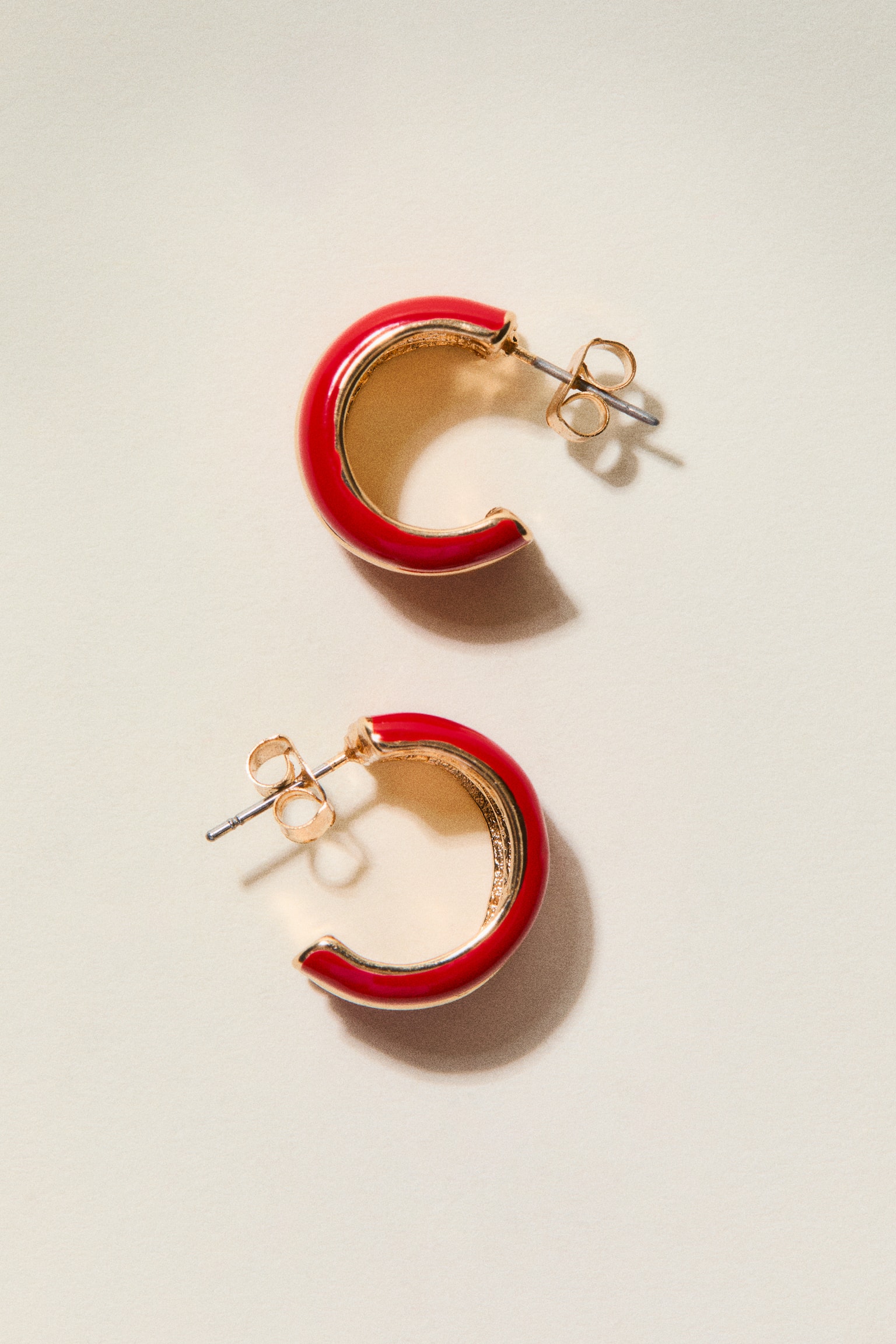 Hoop earrings - Red/Gold-coloured/Light yellow/Gold-coloured - 1