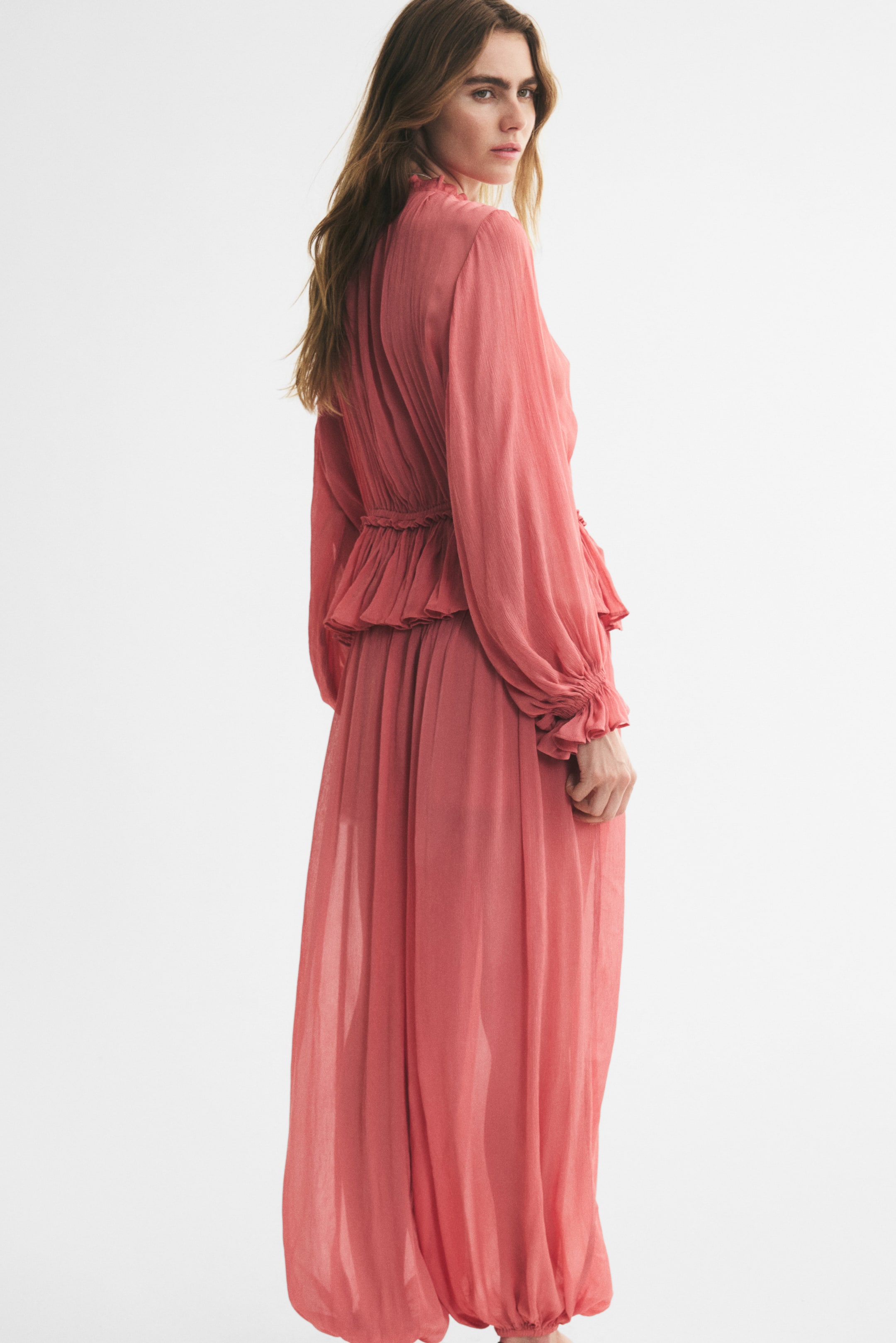 Größeres Bild ansehen: Hose aus gecrinkelter Viskose - Helles Mattrot - Ladies | H&M DE 1