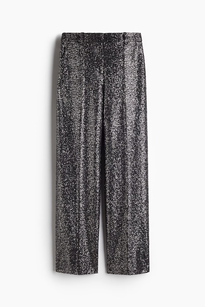 Straight-Leg Embellished Pants - Black/sequins - 1