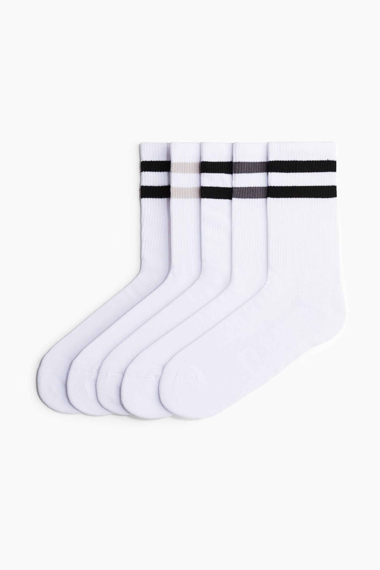 5-pack socks - White/Grey/Beige/Navy blue/Grey marl/Black/Grey/White - 4