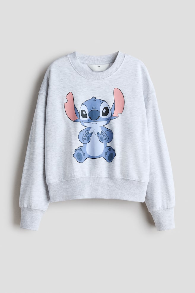 Oversized printed sweatshirt - Light grey marl/Lilo & Stitch/Dark grey/Lilo & Stitch/Light blue/SmileyWorld® - 1