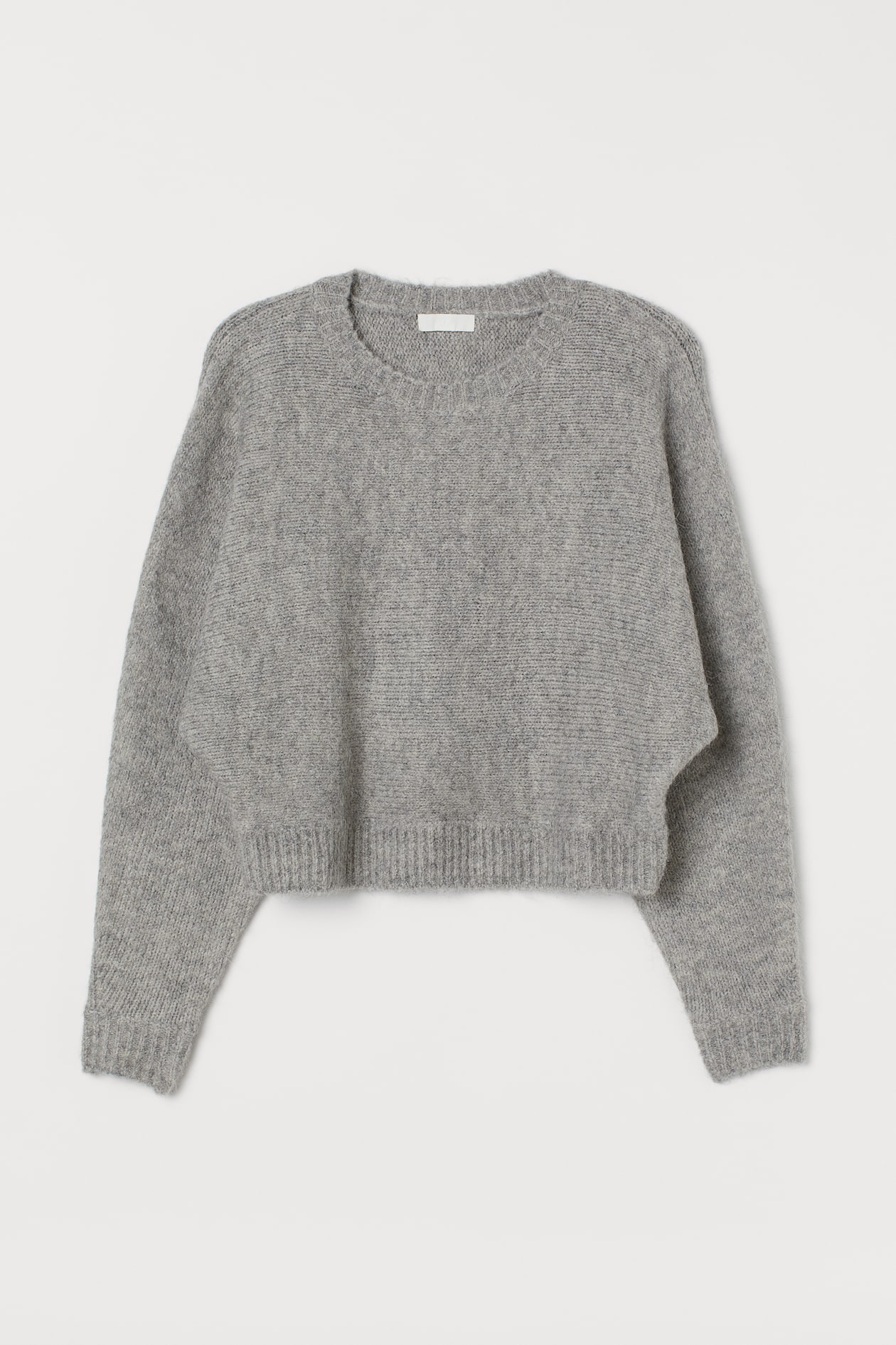 Knit Sweater - Boat Neck - Long sleeve - Light gray melange - Ladies ...