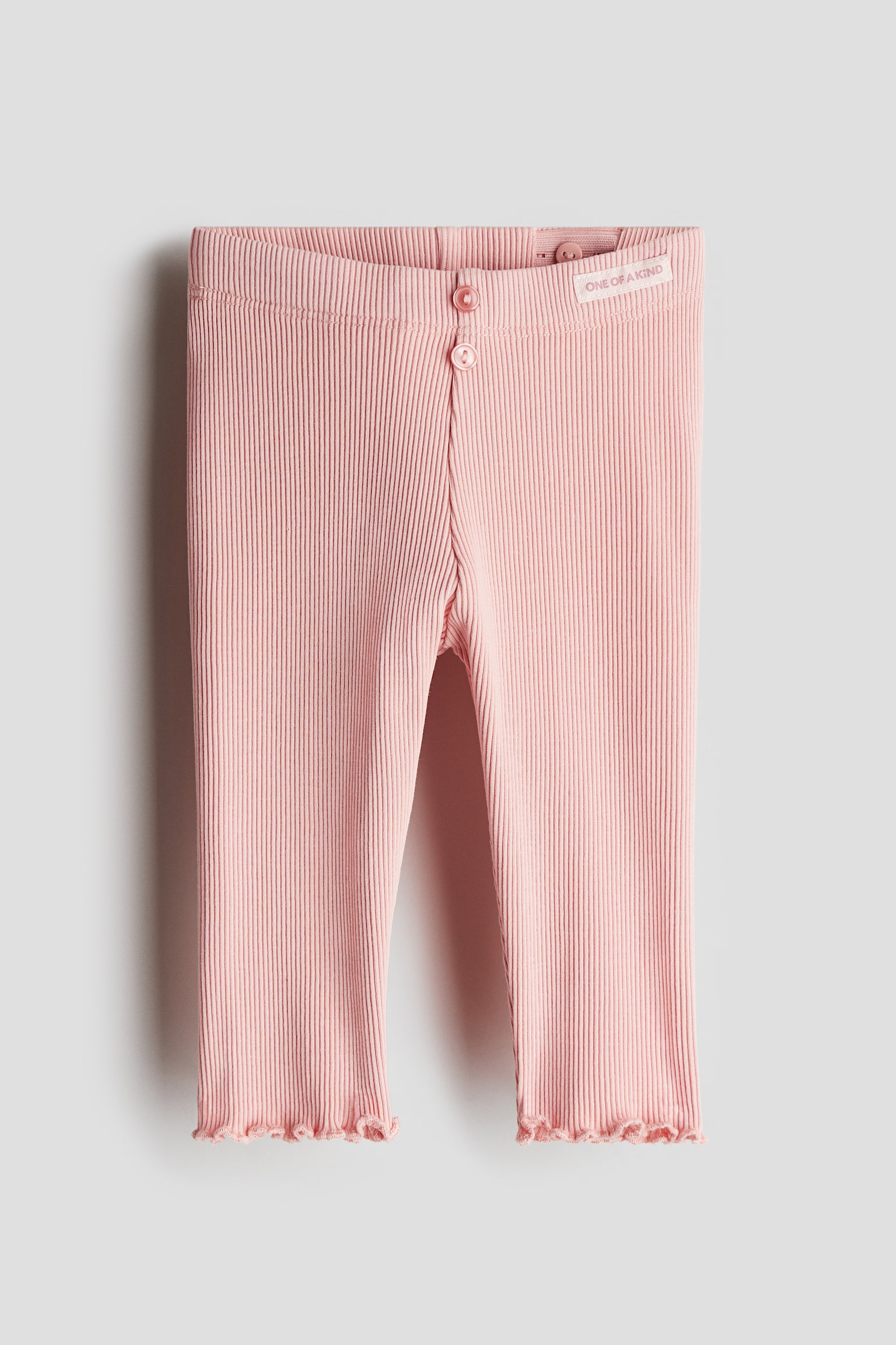 Детские леггинсы H&M Ribbed Cotton, цвет: Пыльный розовый — фото 1