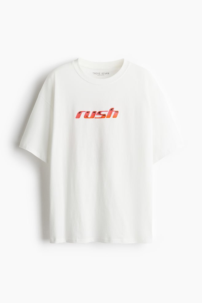 Oversized T-shirt met print - Wit/Troye Sivan/Donkergrijs/Def Leppard - 1