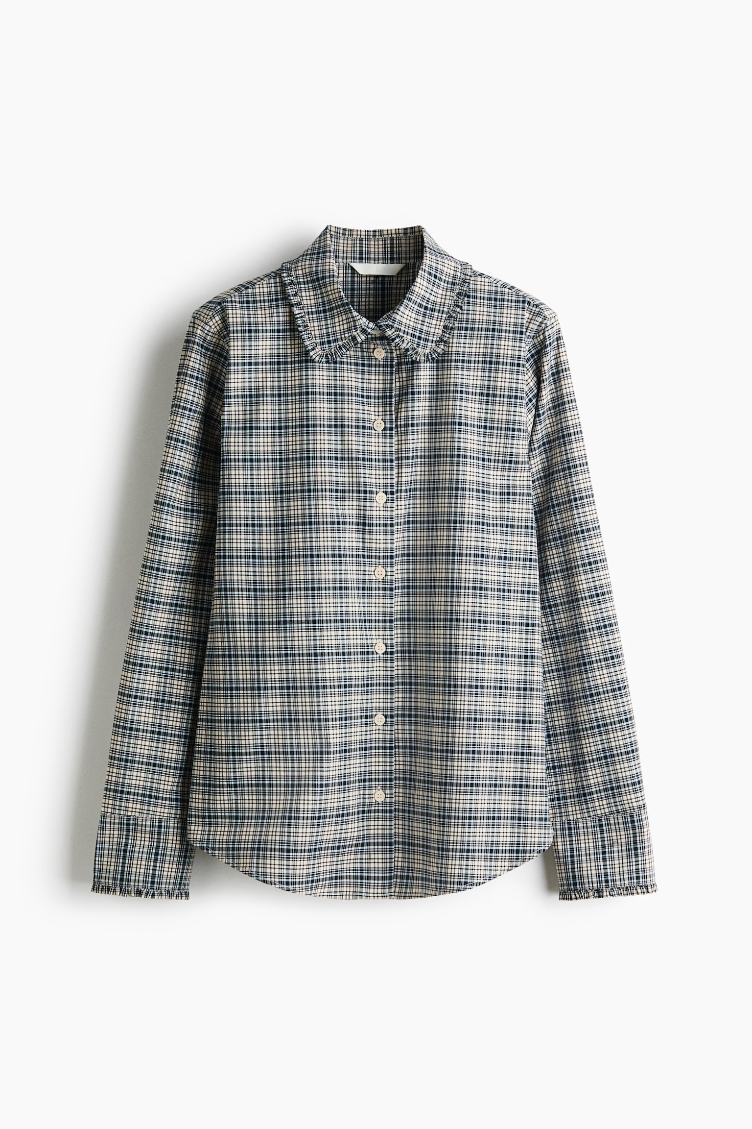 Chemise en popeline de coton - Crème/carreaux/Bleu/rayé/Blanc/Rose clair - 1