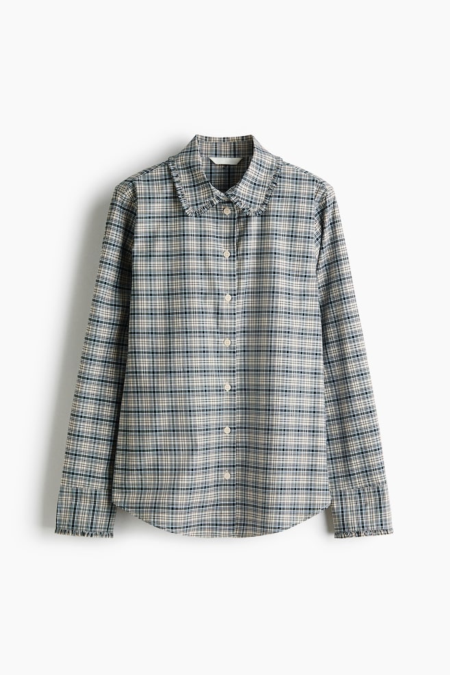 Skjorte i bomuldspoplin - Creme/Ternet/Hvid/Blå/Stribet/Mørk denimblå - 1