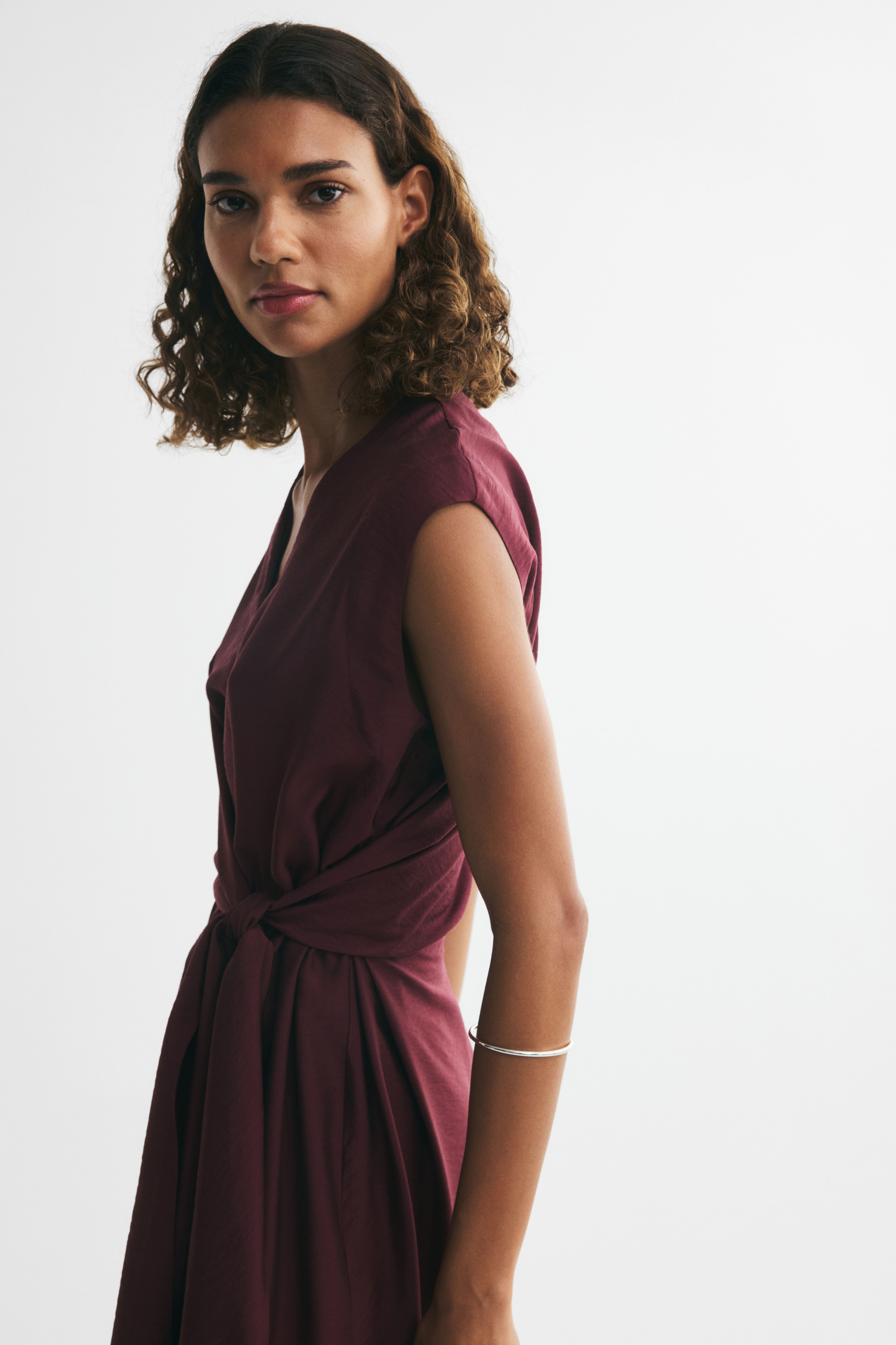 Sleeveless Wrap-Detail Dress