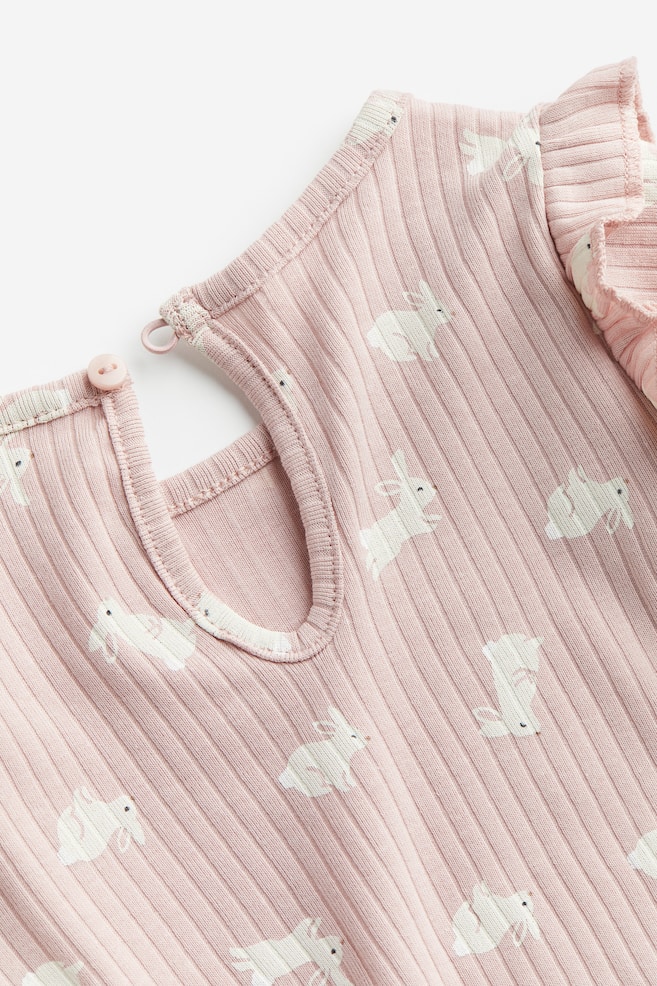 3-piece ribbed set - Dusty pink/Bunnies/Cream/Patterned - 2