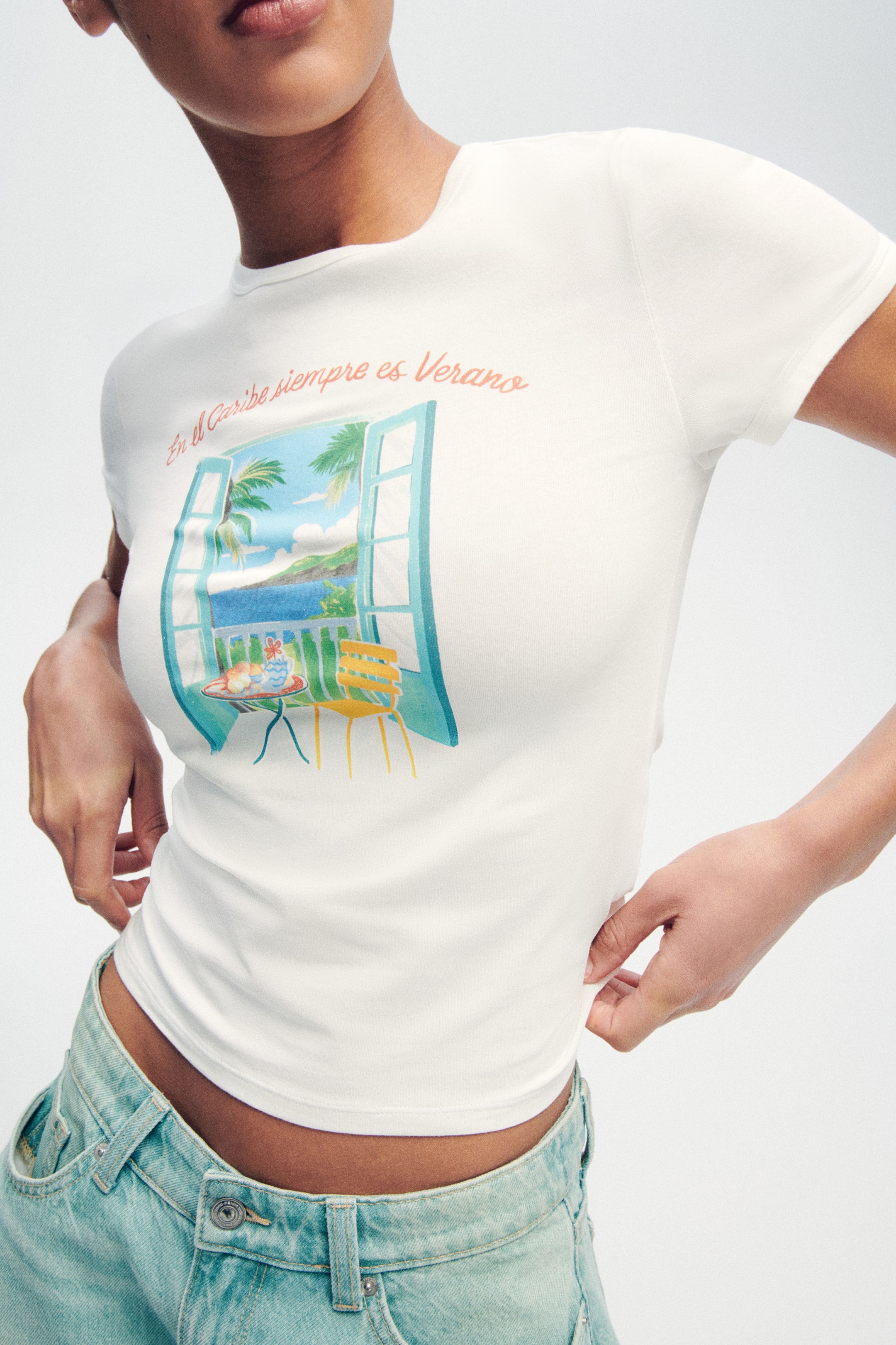 Женские футболки H&M Fitted Cotton T-Shirt — фото 4