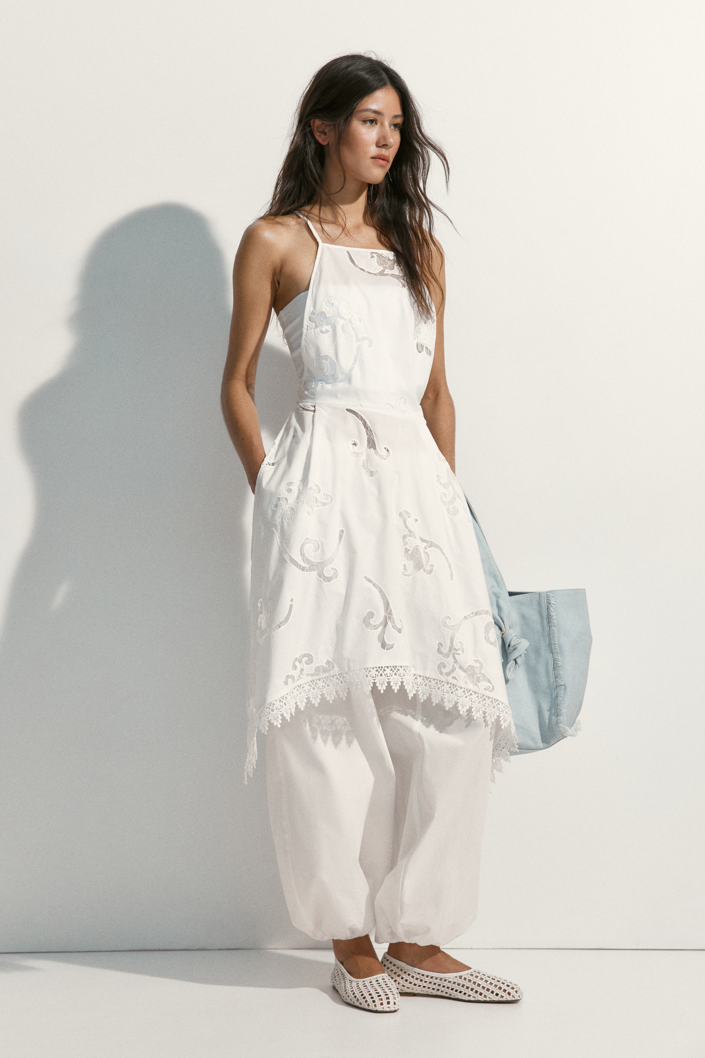 Cotton Balloon-Leg Pants