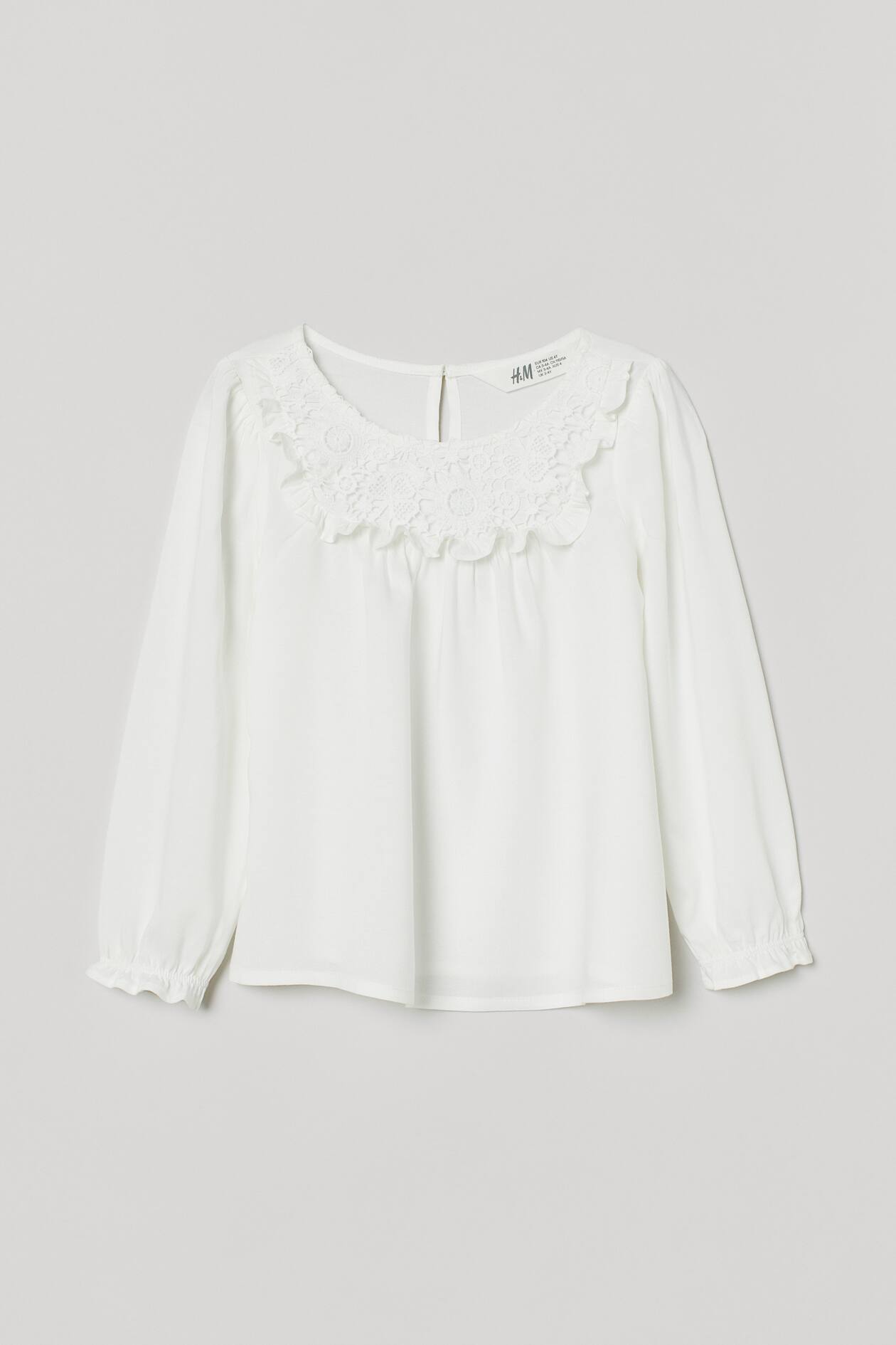 Lace-yoke Blouse - White - Kids | H&M US