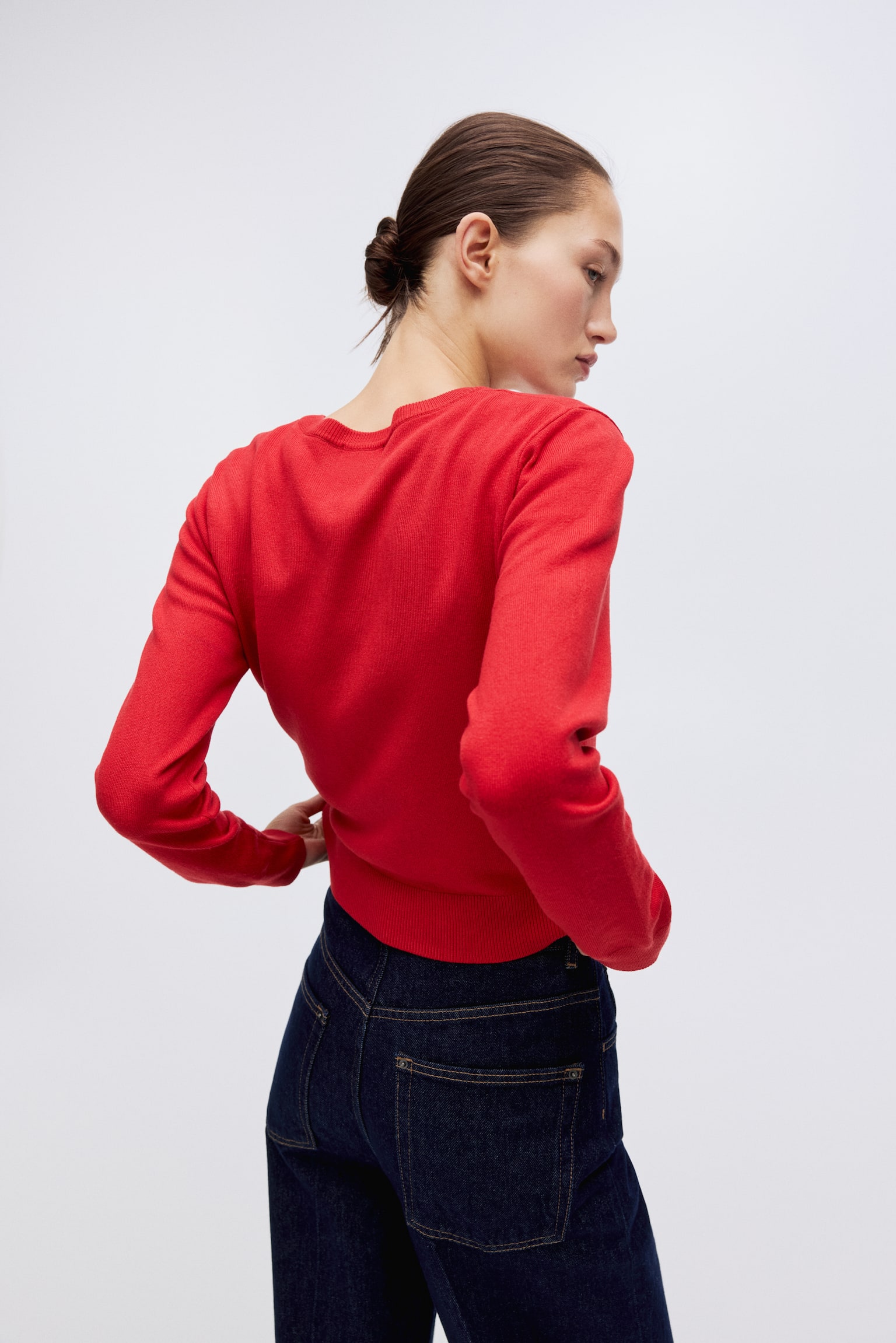 Fine-knit cardigan - Red/Light beige/Light yellow/Bright orange/Dark brown/Black/Green/Cream/Light grey marl - 6