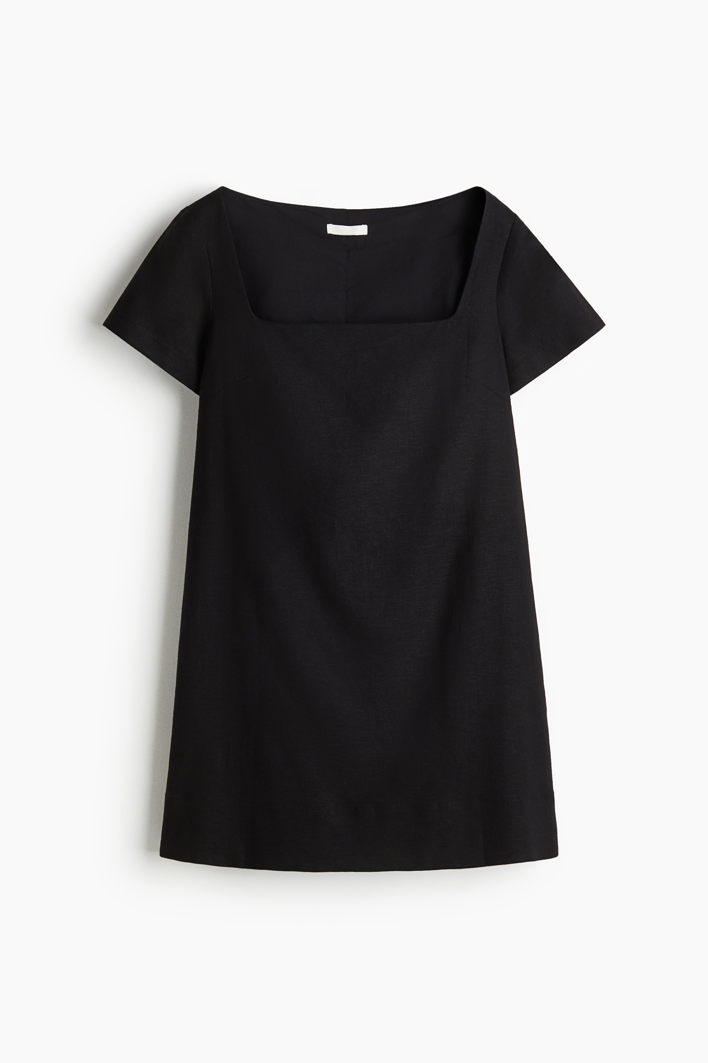 Abito svasato in misto lino - Nero