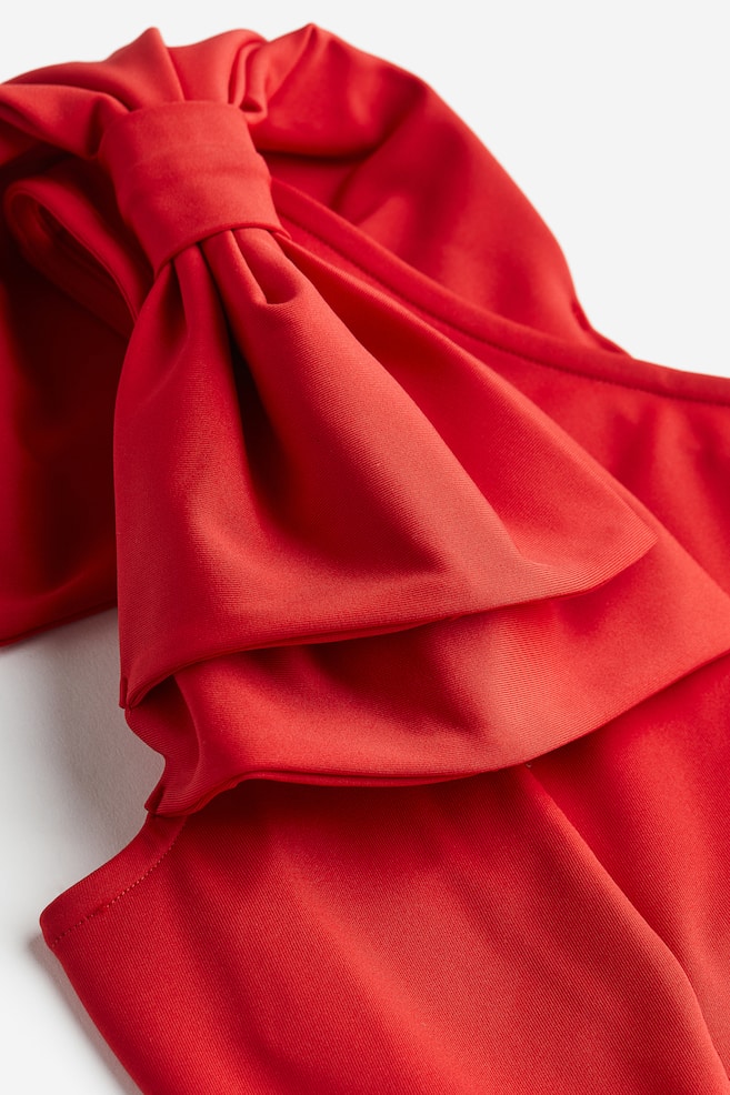 One-Shoulder-Kleid mit Schleife - Rot - 4