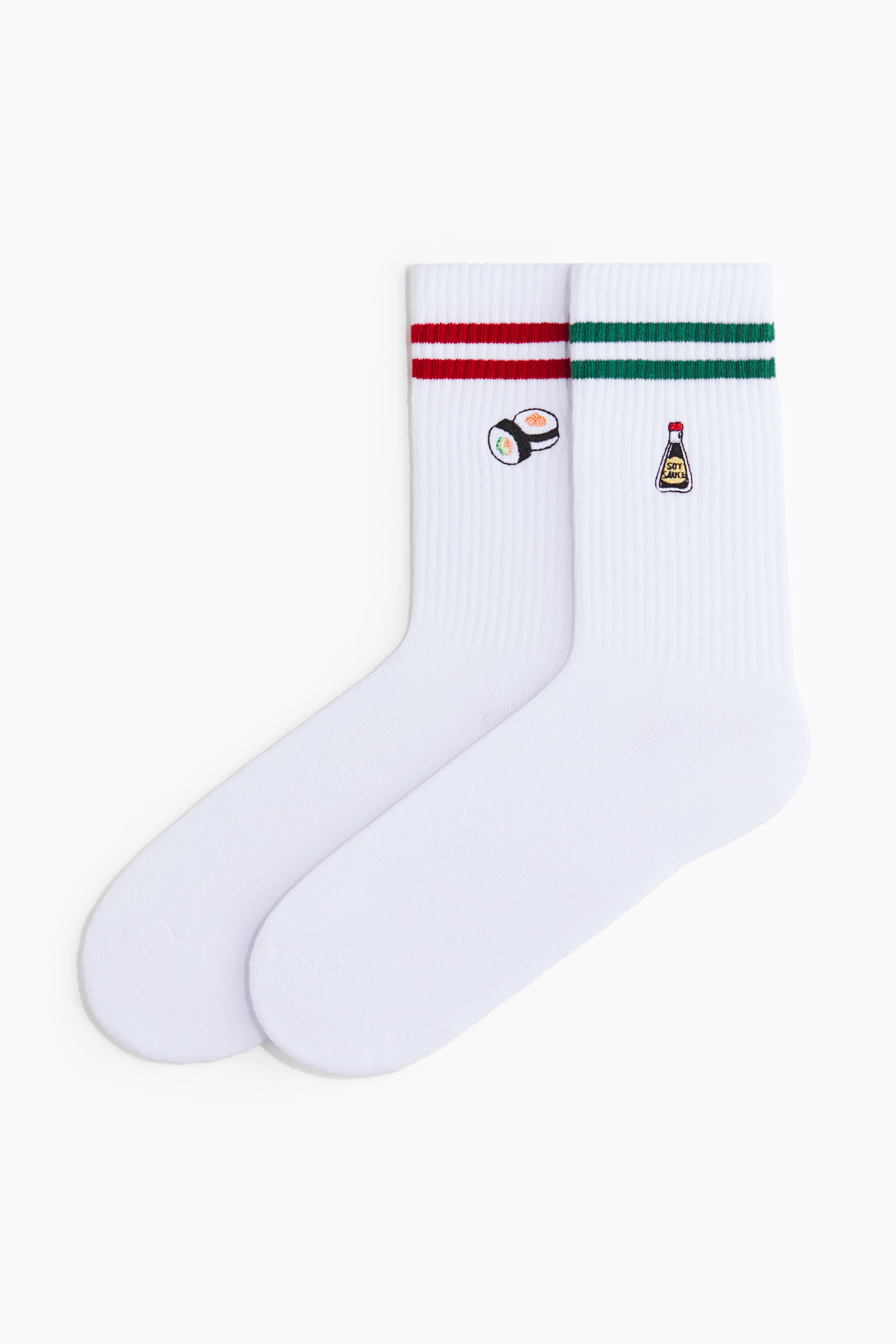 View larger image: 2-pack motif-detail socks - White/Sushi - Men | H&M 1