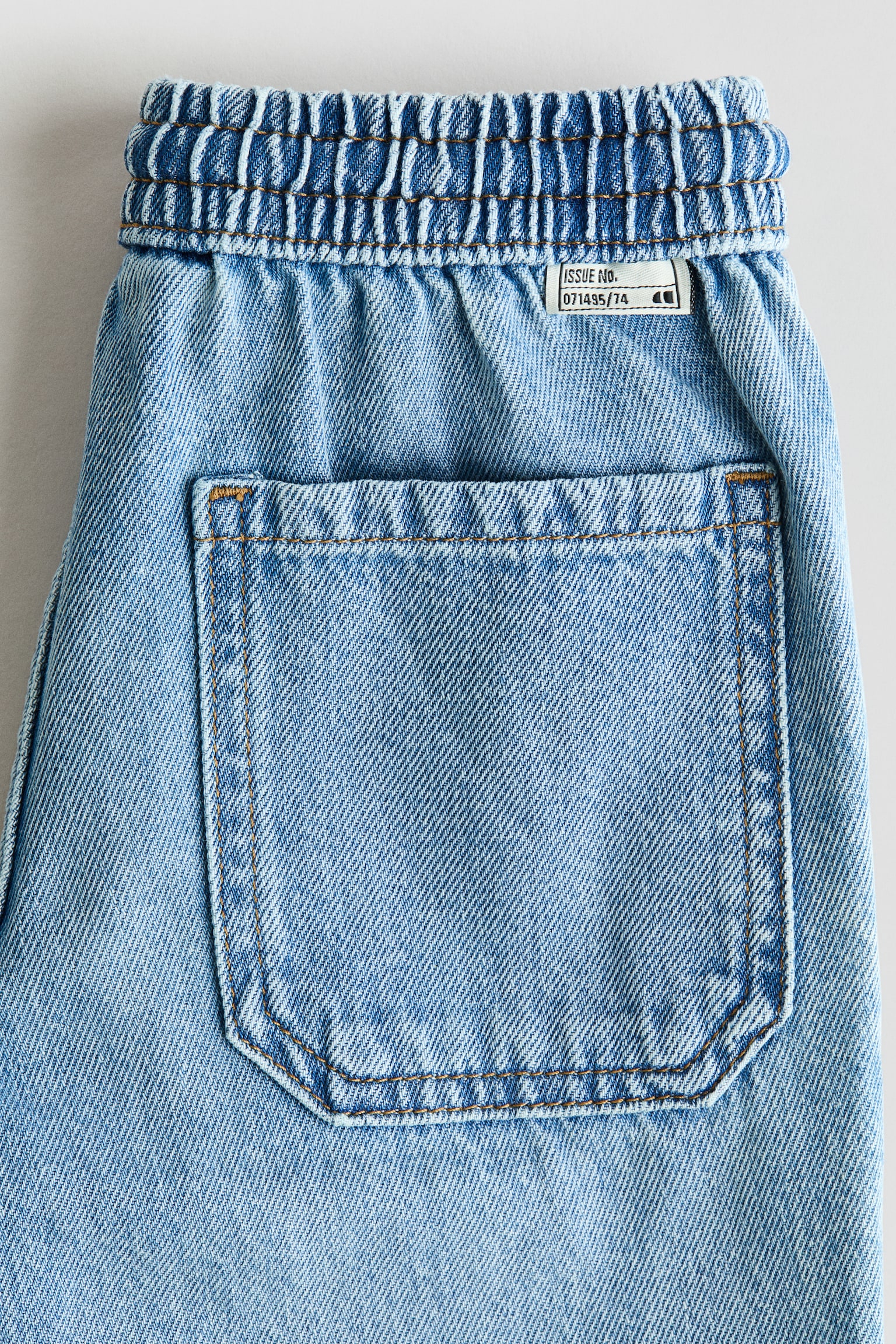 Pantalon en twill avec taille élastique - Bleu denim clair/Crème/rayé - 5