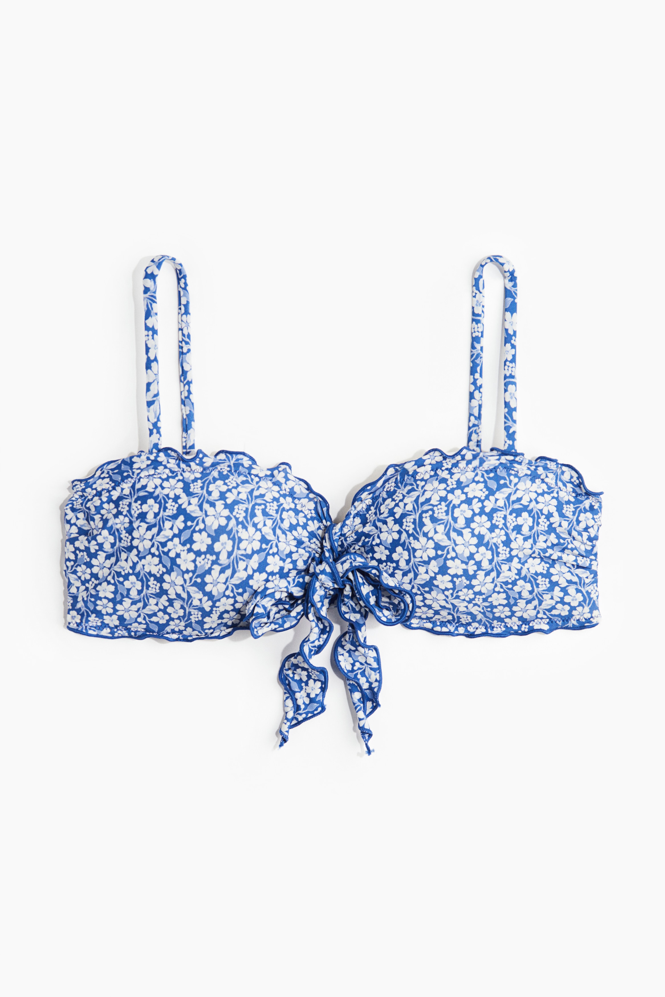 Padded bandeau bikini top - Blue/Floral/Navy blue