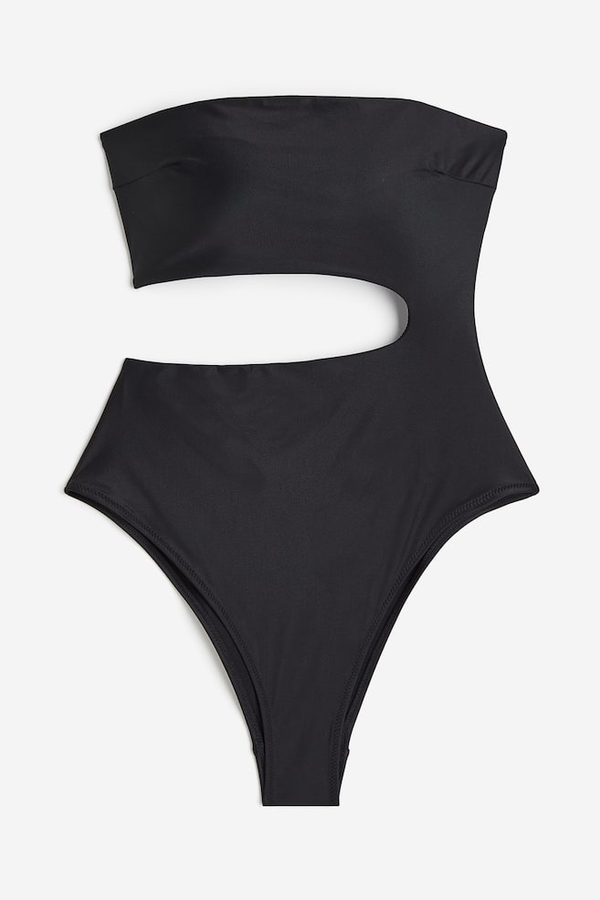 High-leg bandeau swimsuit - Black - 2