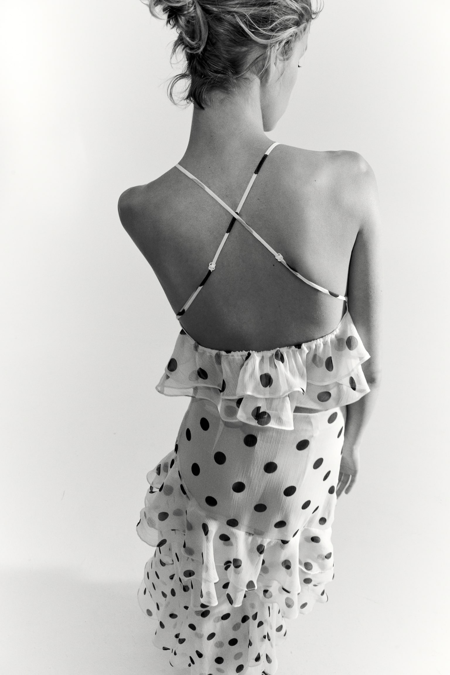 Top de tirantes con olanes - Blanco/Lunares - 1