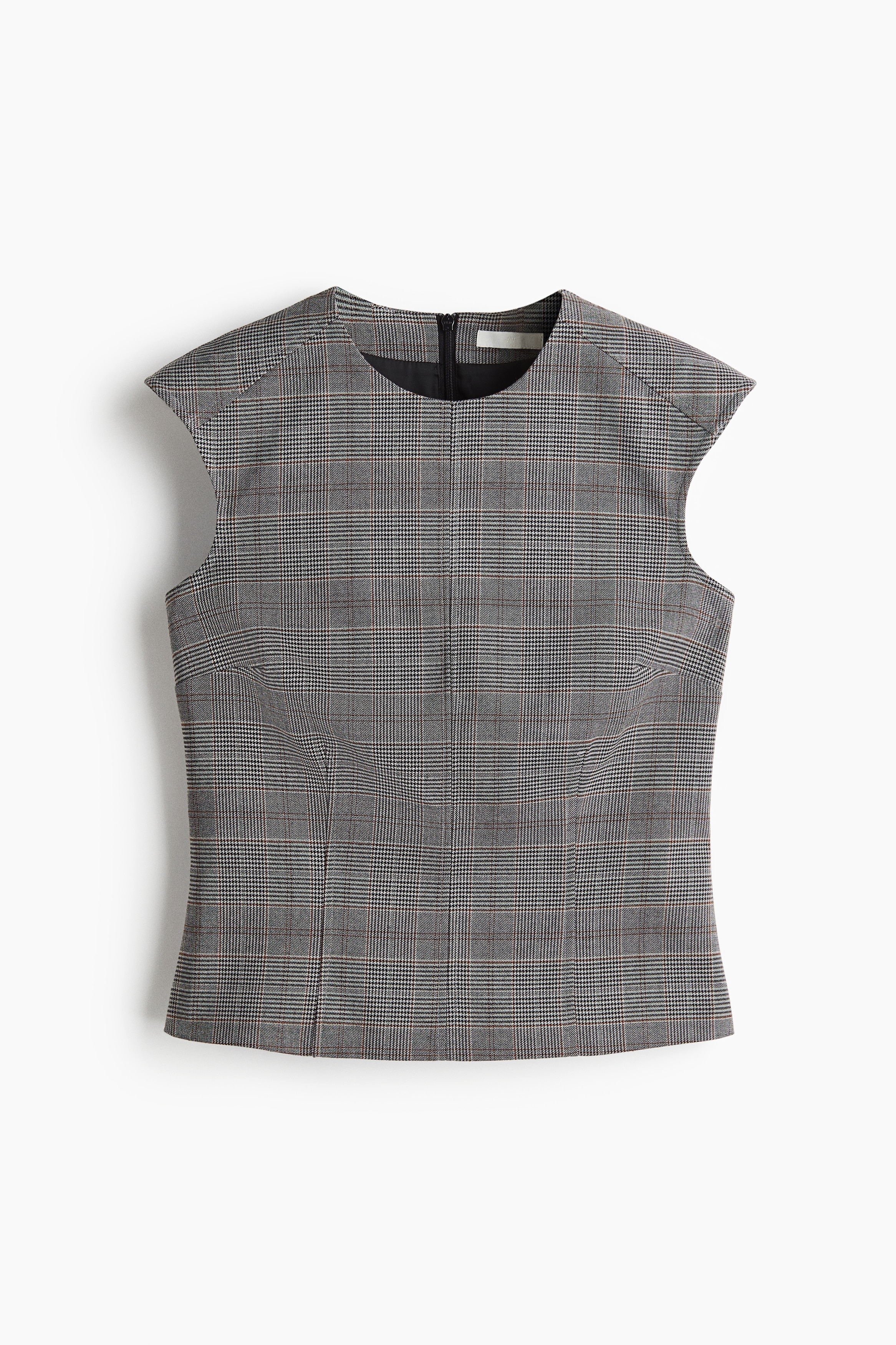 Holkkihihainen pusero - Harmaa/Ruudullinen