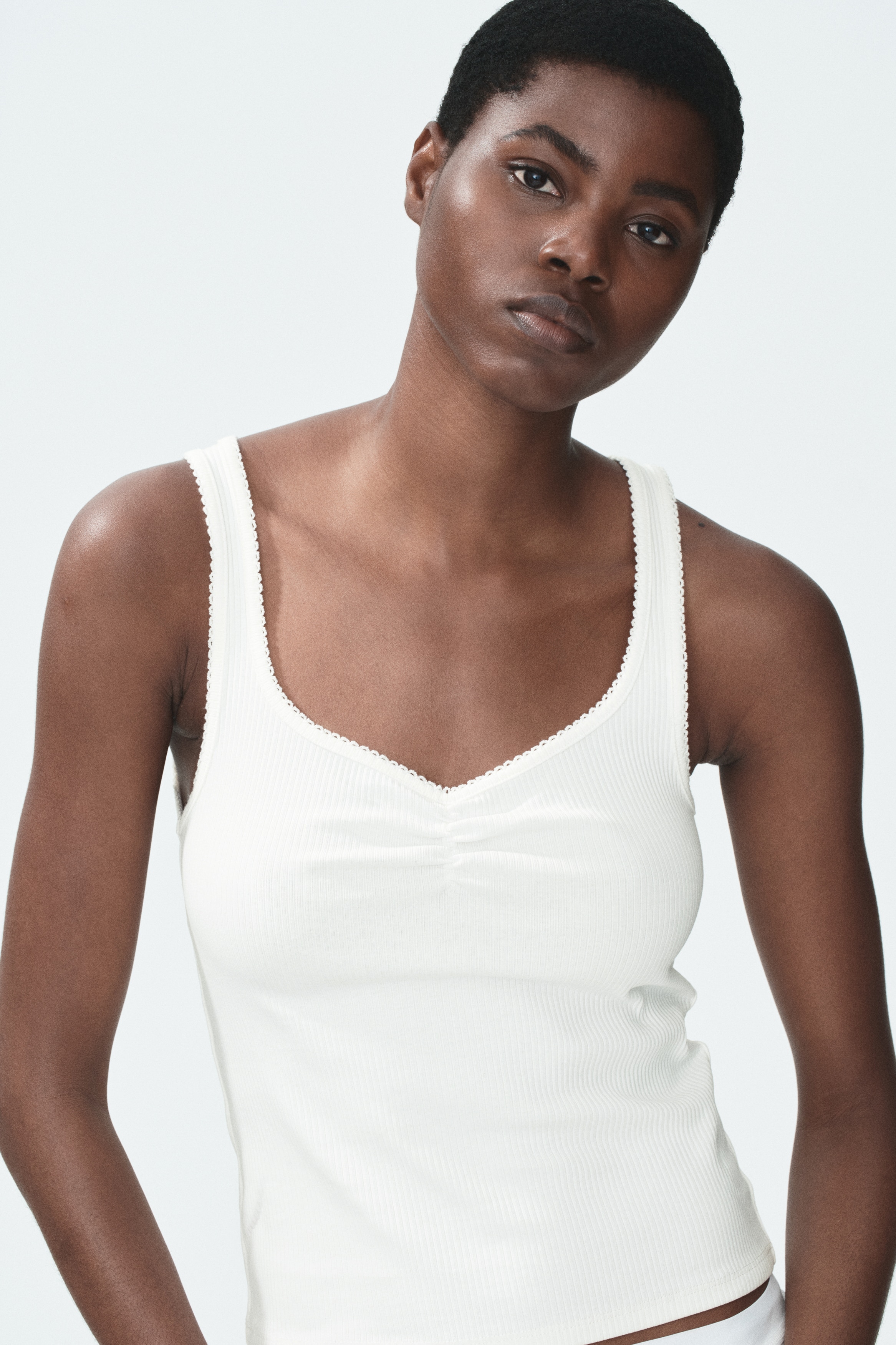 コットンリブタンクトップ - ライトターコイズ - レディース | H&M JP