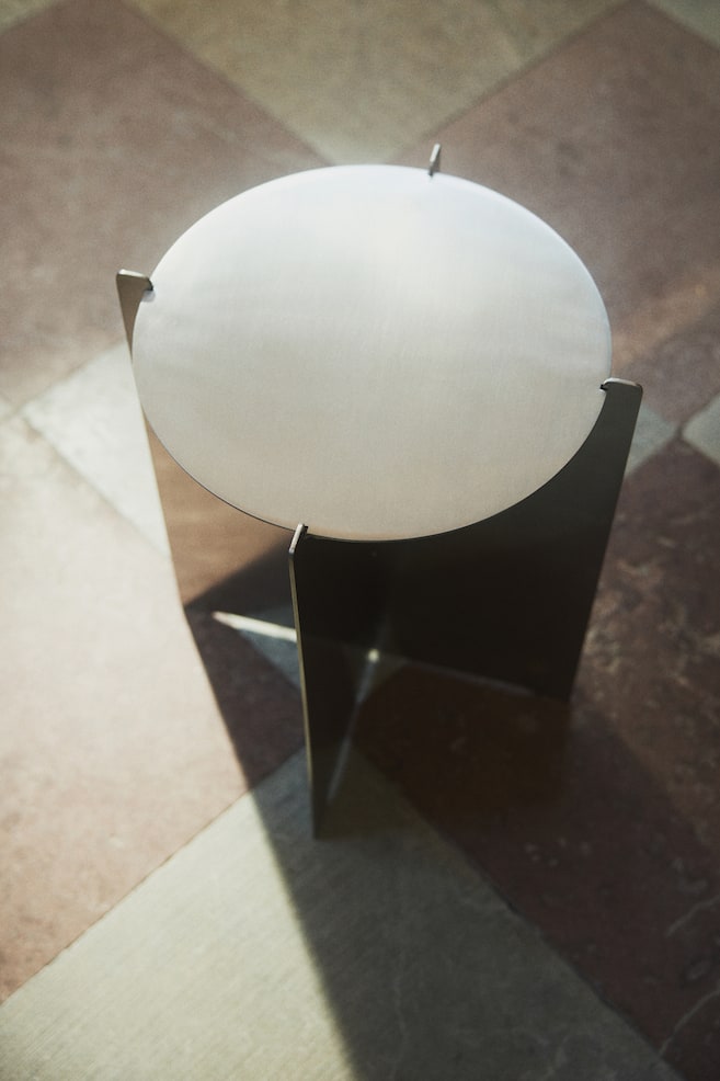 Table d'appoint en métal - Argenté/Blanc/Noir - 2