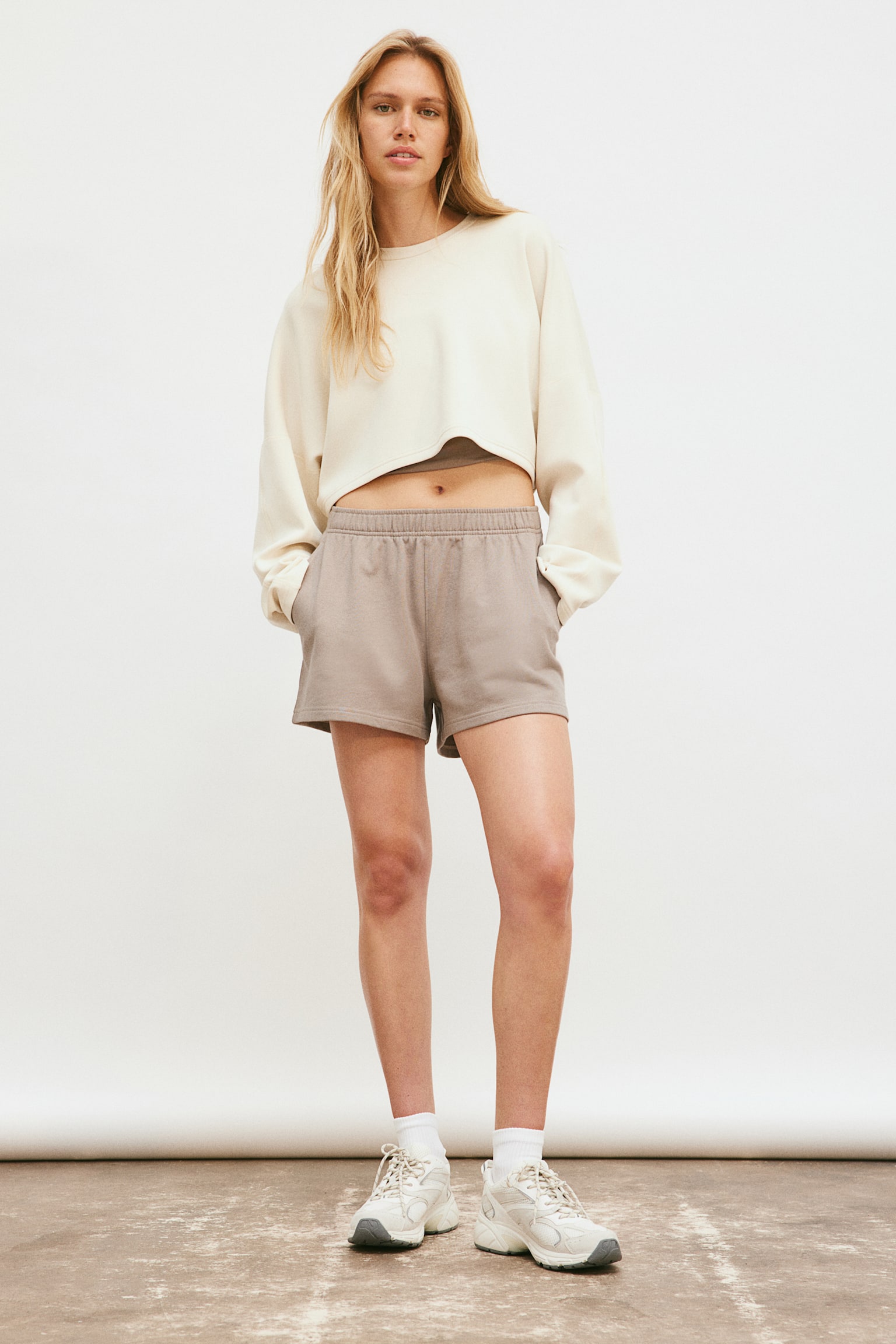 Sports shorts in DryMove™ - Mole/Light grey marl/Light pink - 1