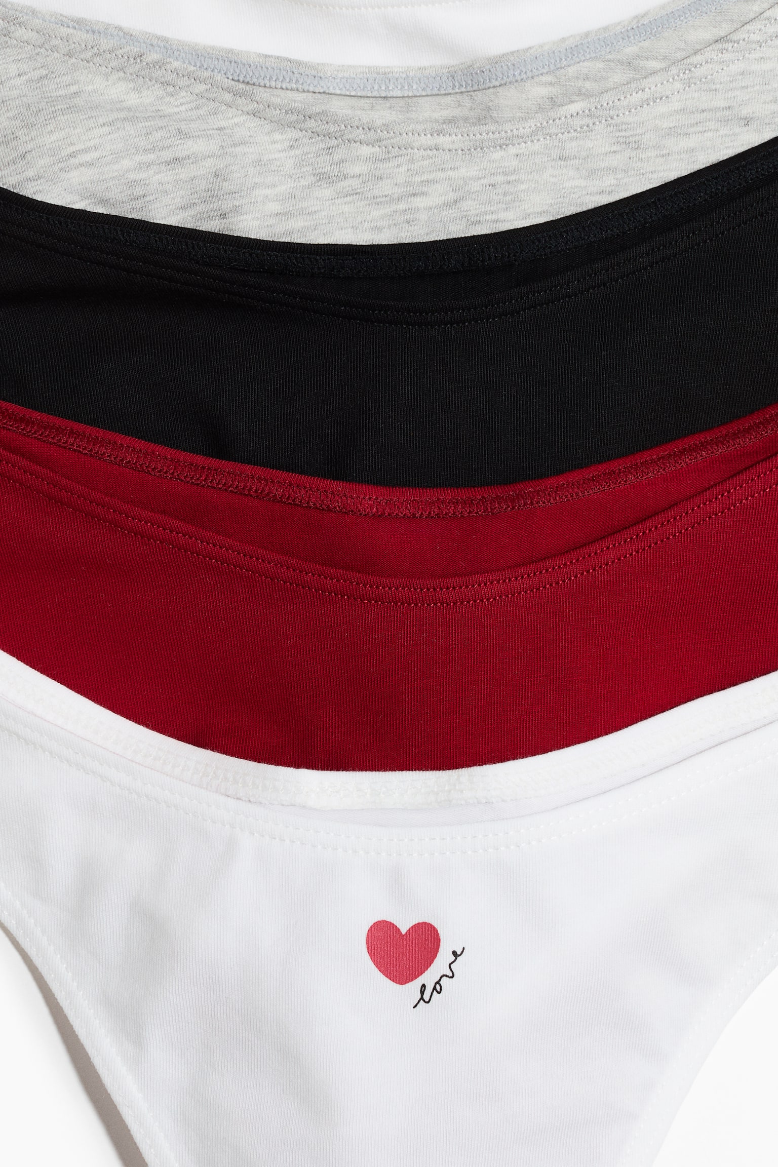 5er-Pack Baumwolltangas - White/Love/Schwarz/Weiss/Rosa geblümt - 3