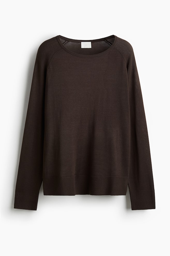 Fine-knit jumper - Dark brown/Black/Cream/Black striped/Camel - 1