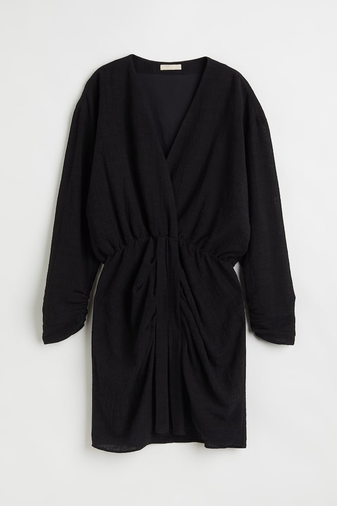 Minikleid mit V-Ausschnitt - Schwarz - 1