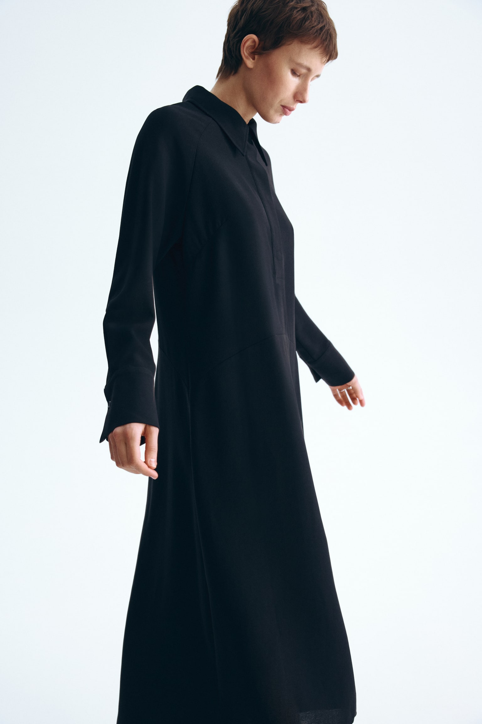 שמלת חולצה - שחור/בורדו - 4