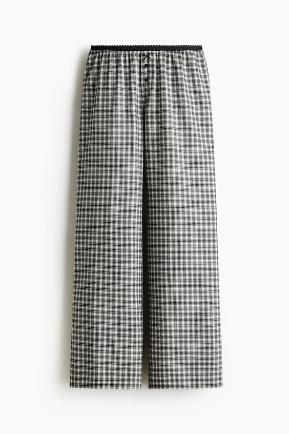 Пижамные брюки, фланель — H&M, цвет: Чёрный / В мелкую клетку
