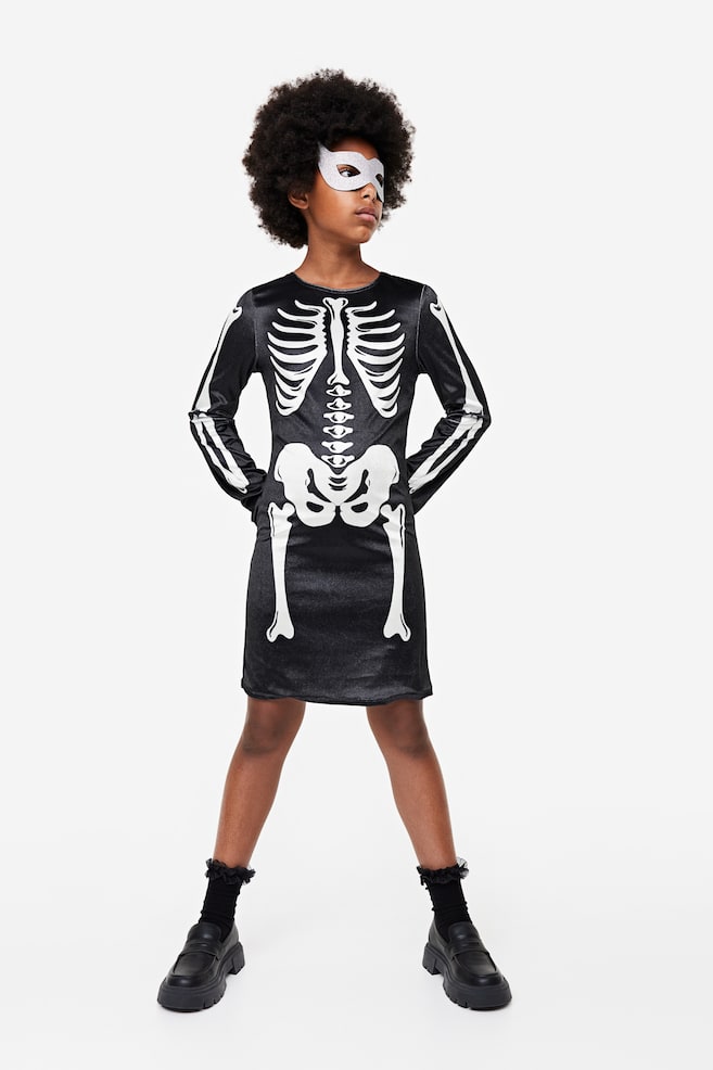 2-piece fancy dress costume set - Black/Skeleton - 2