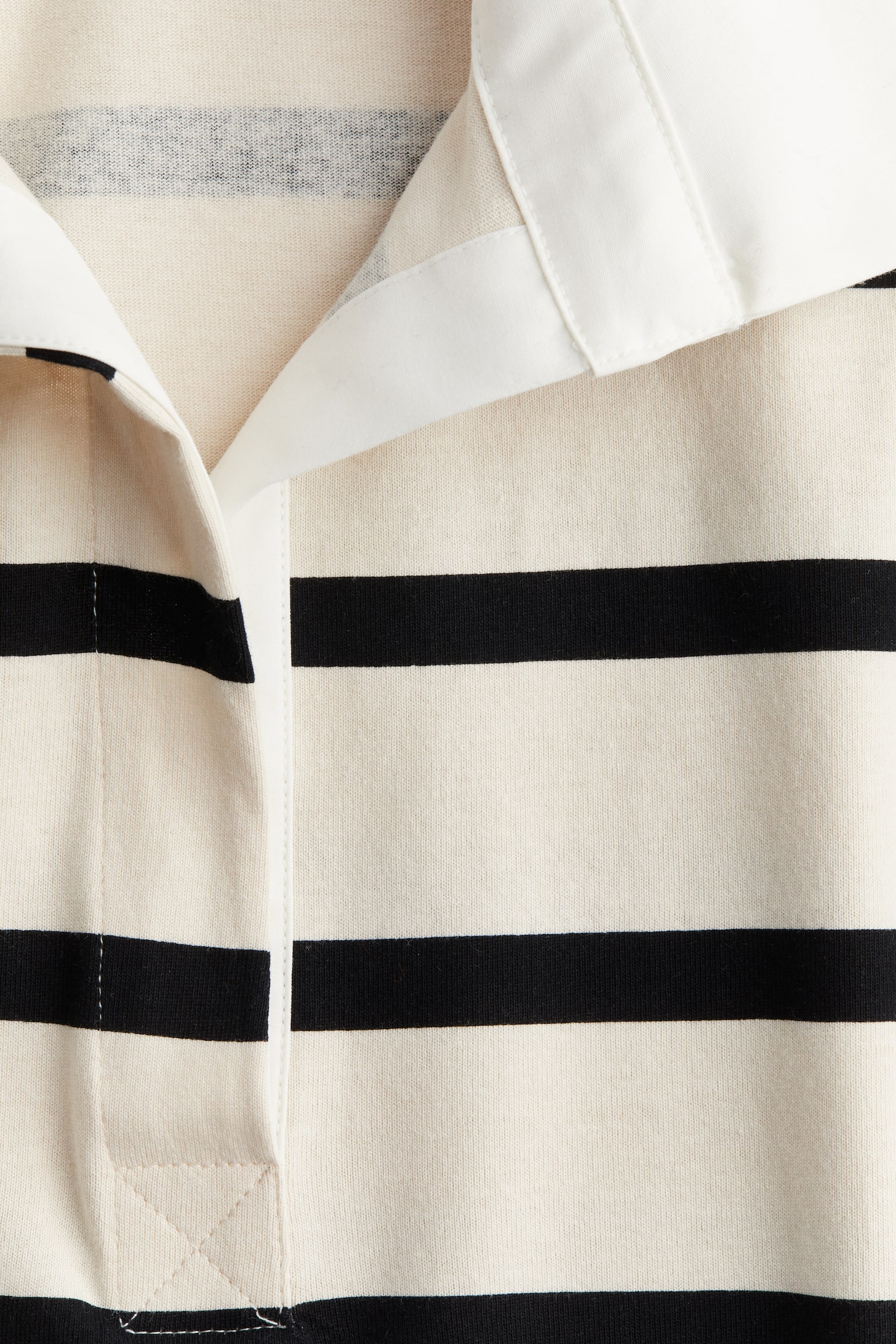 Loose-fit polo shirt - Cream/Black striped/White/Navy blue striped - 3