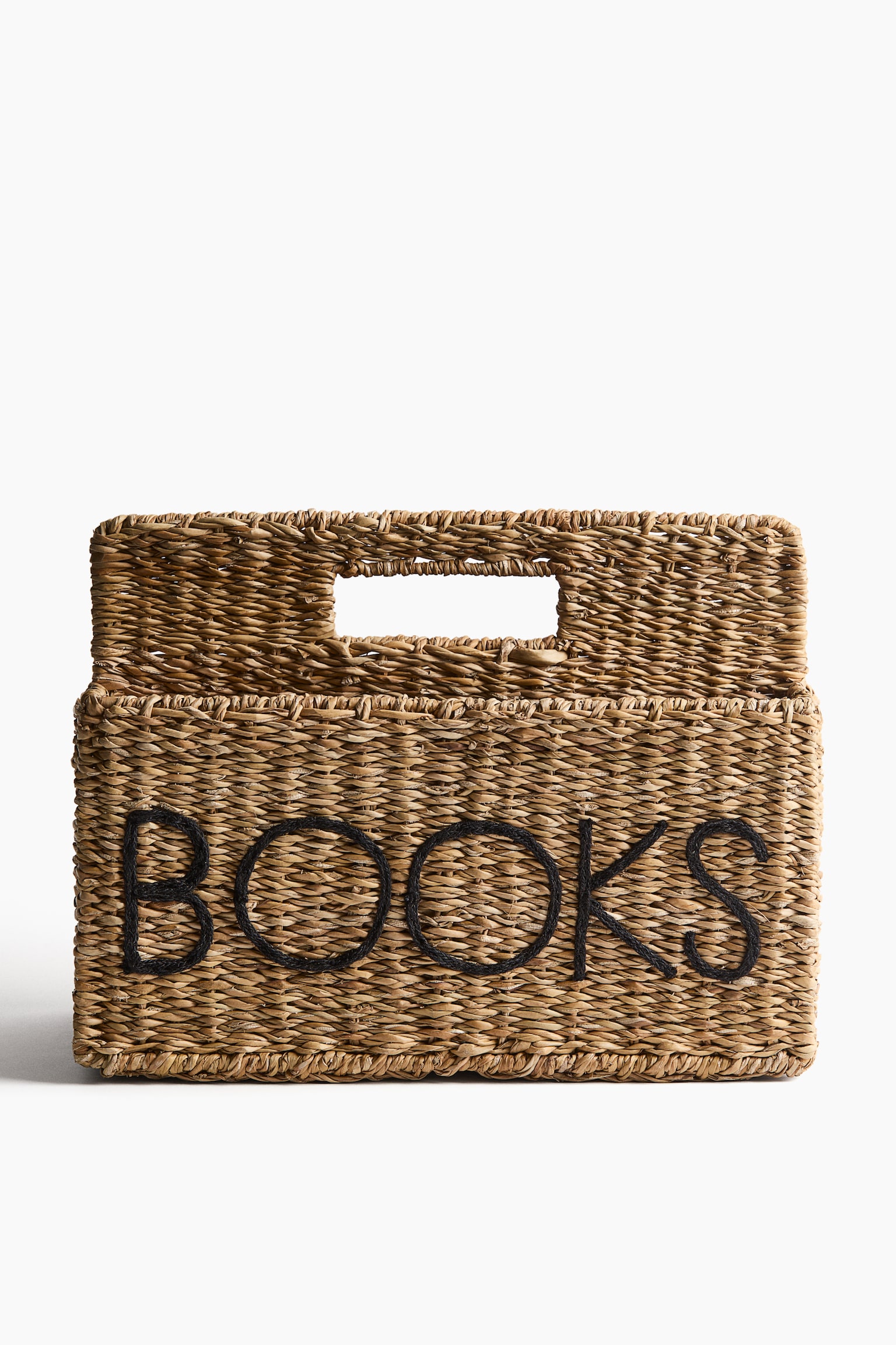 Bestickter Bücherkorb - Dunkelbeige/Books