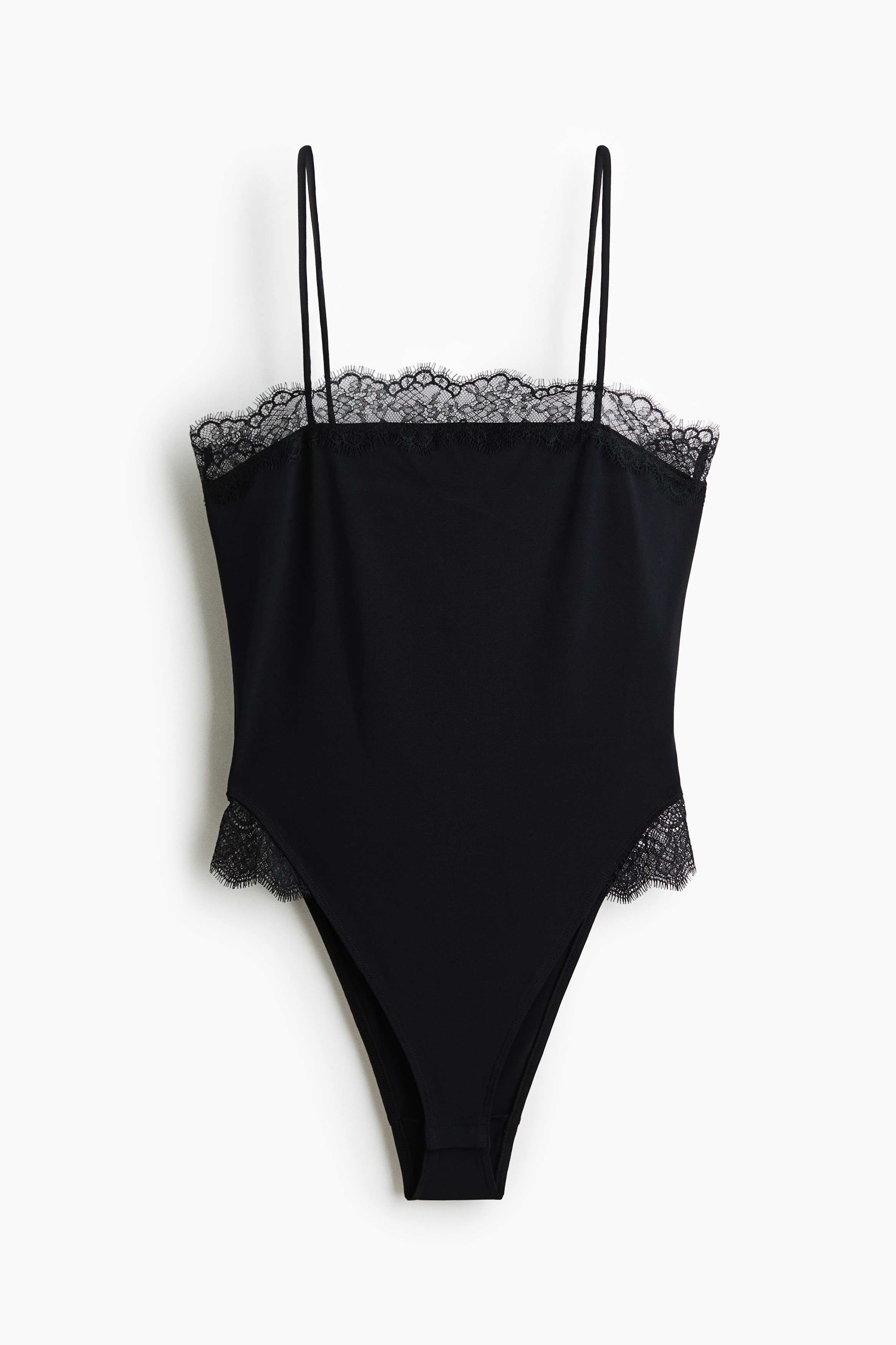 Lace-Detail Bodysuit - Black/Dark red