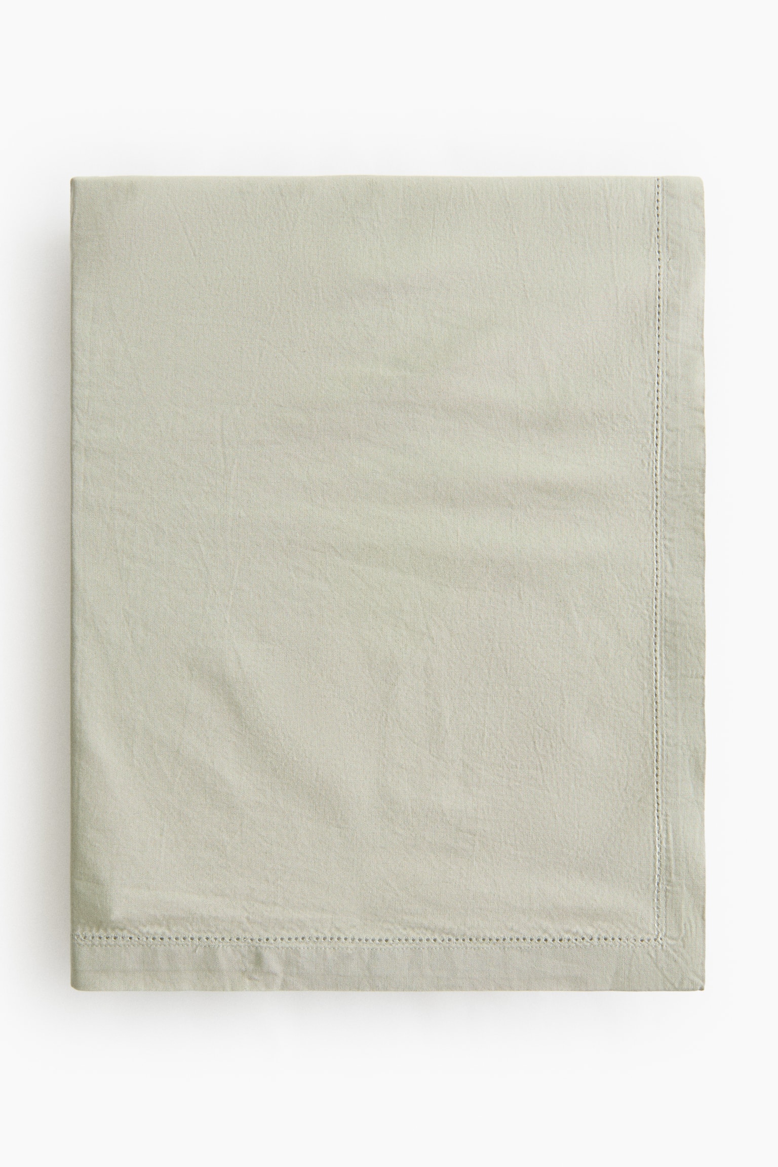 Cotton Tablecloth - Sage green/White/Light beige