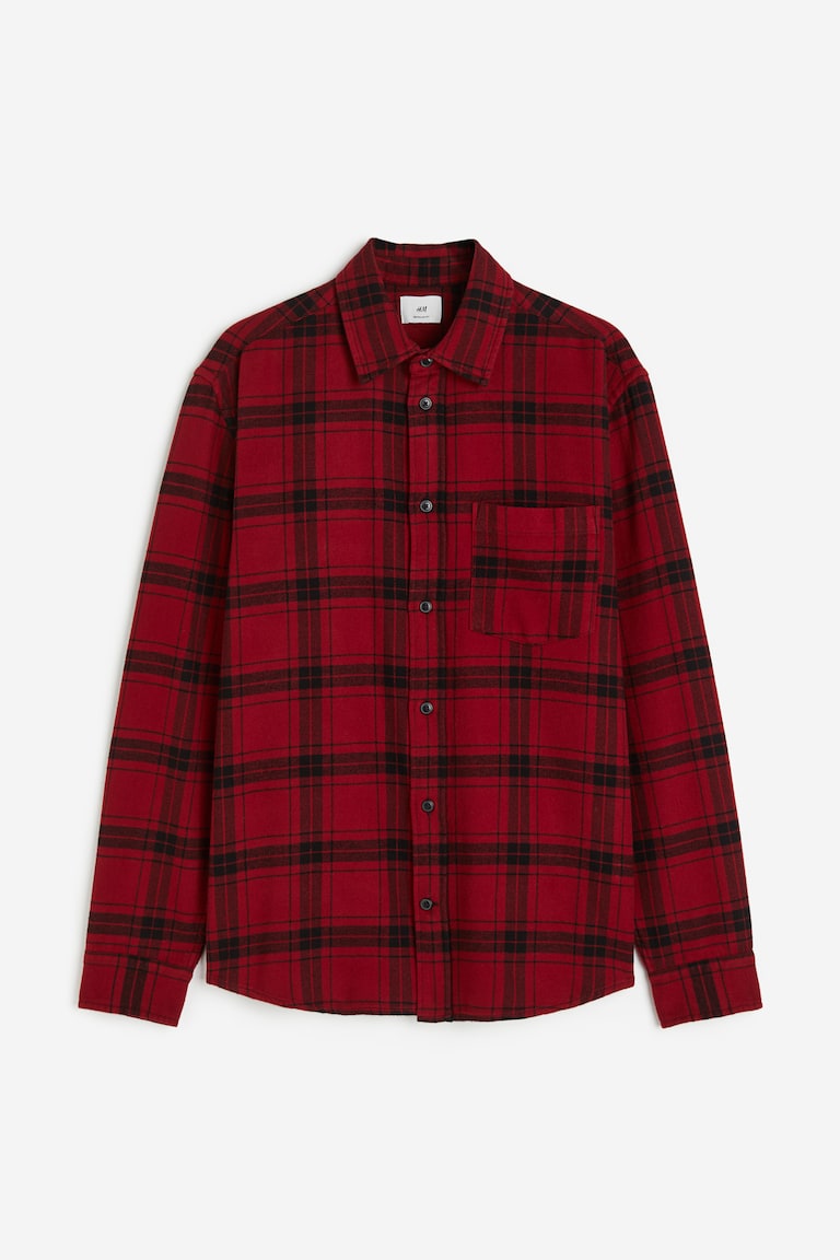 Men's Red/black checked Regular Fit Flannel Shirt | H&M US