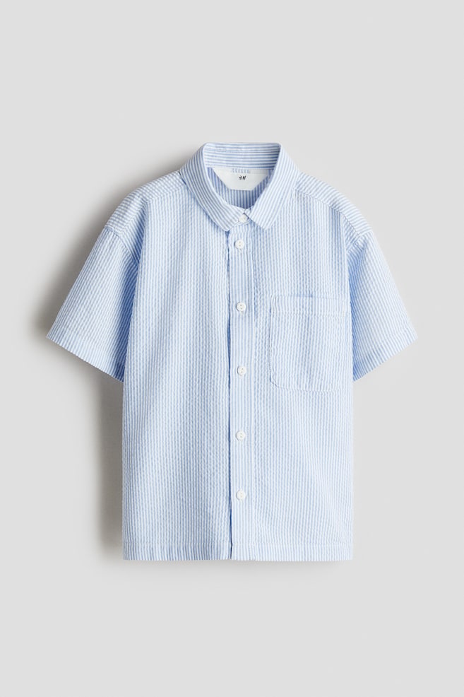 Cotton Seersucker Shirt - Light blue/Stripe - 1