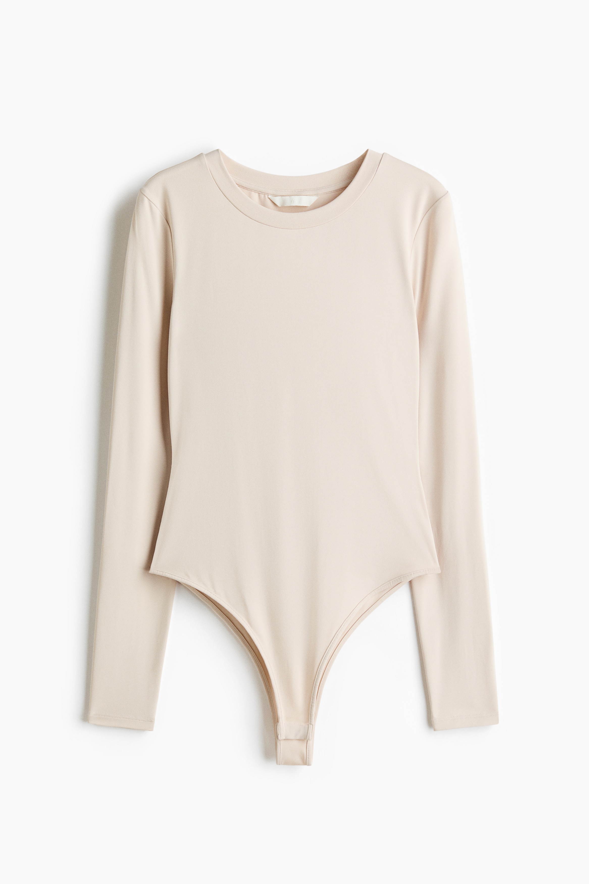 Long-Sleeved Microfiber Bodysuit - Cream/Truffle gray/Black