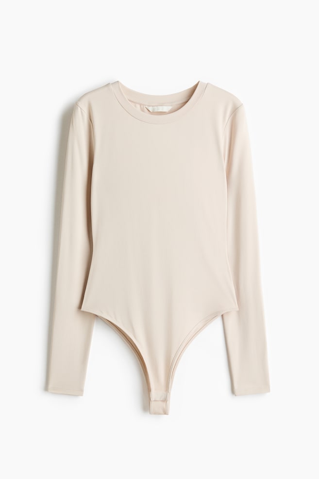 Body de manga larga en microfibra - Crema/Gris trufa/Negro - 1