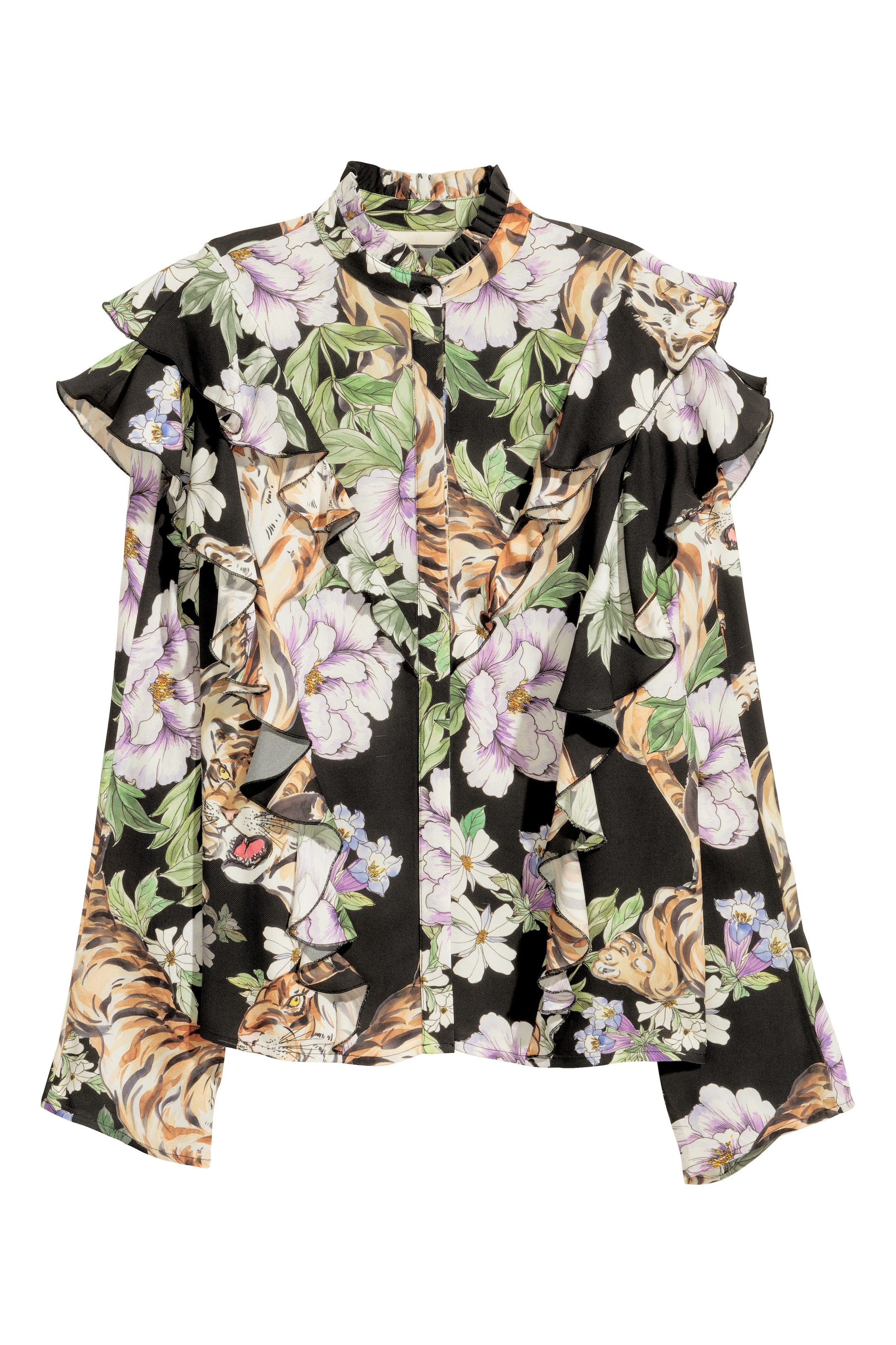 Agrandir l'image: Blouse volantée à motif - Noir/tigre - FEMME | H&M FR 1