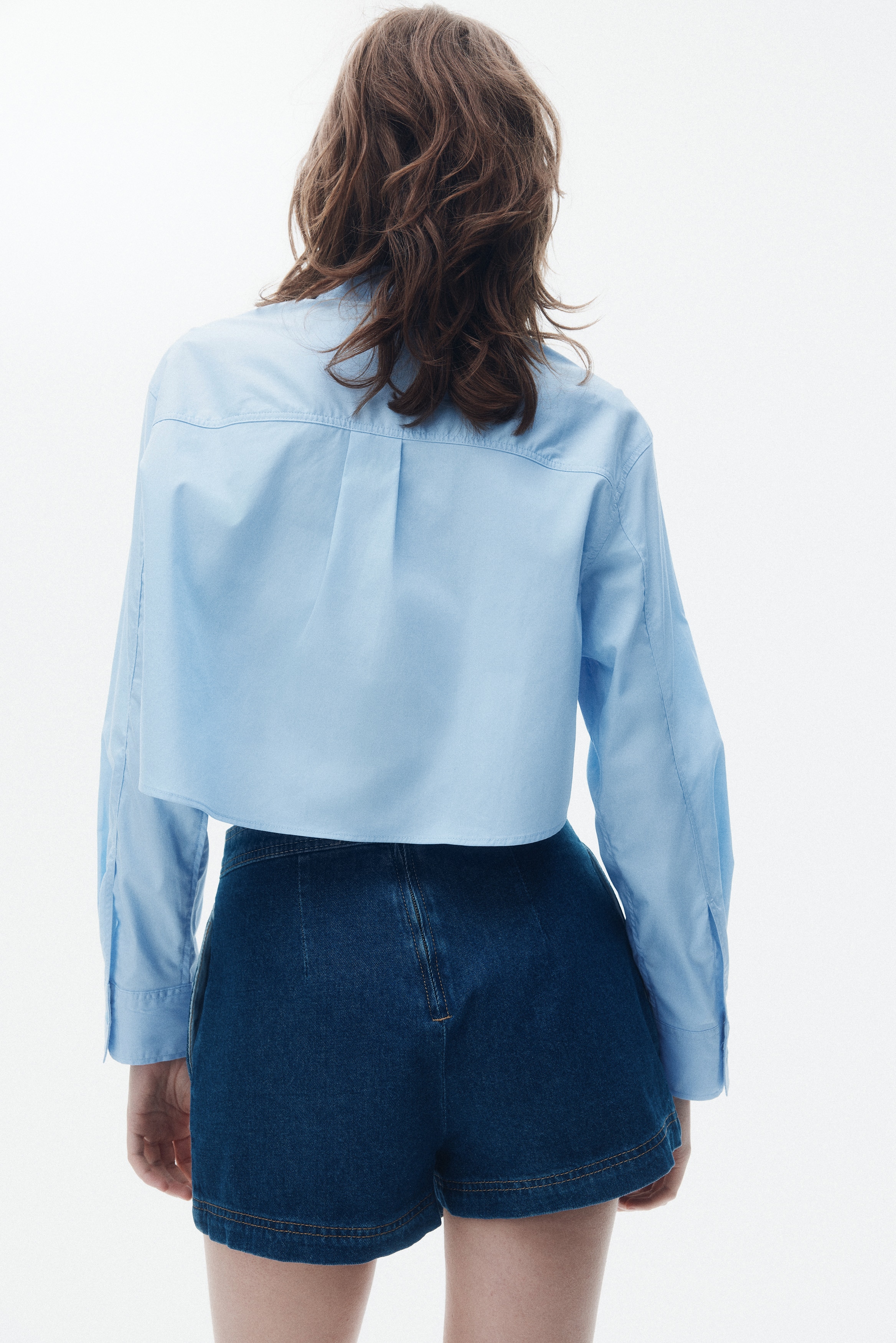 Cropped cotton shirt