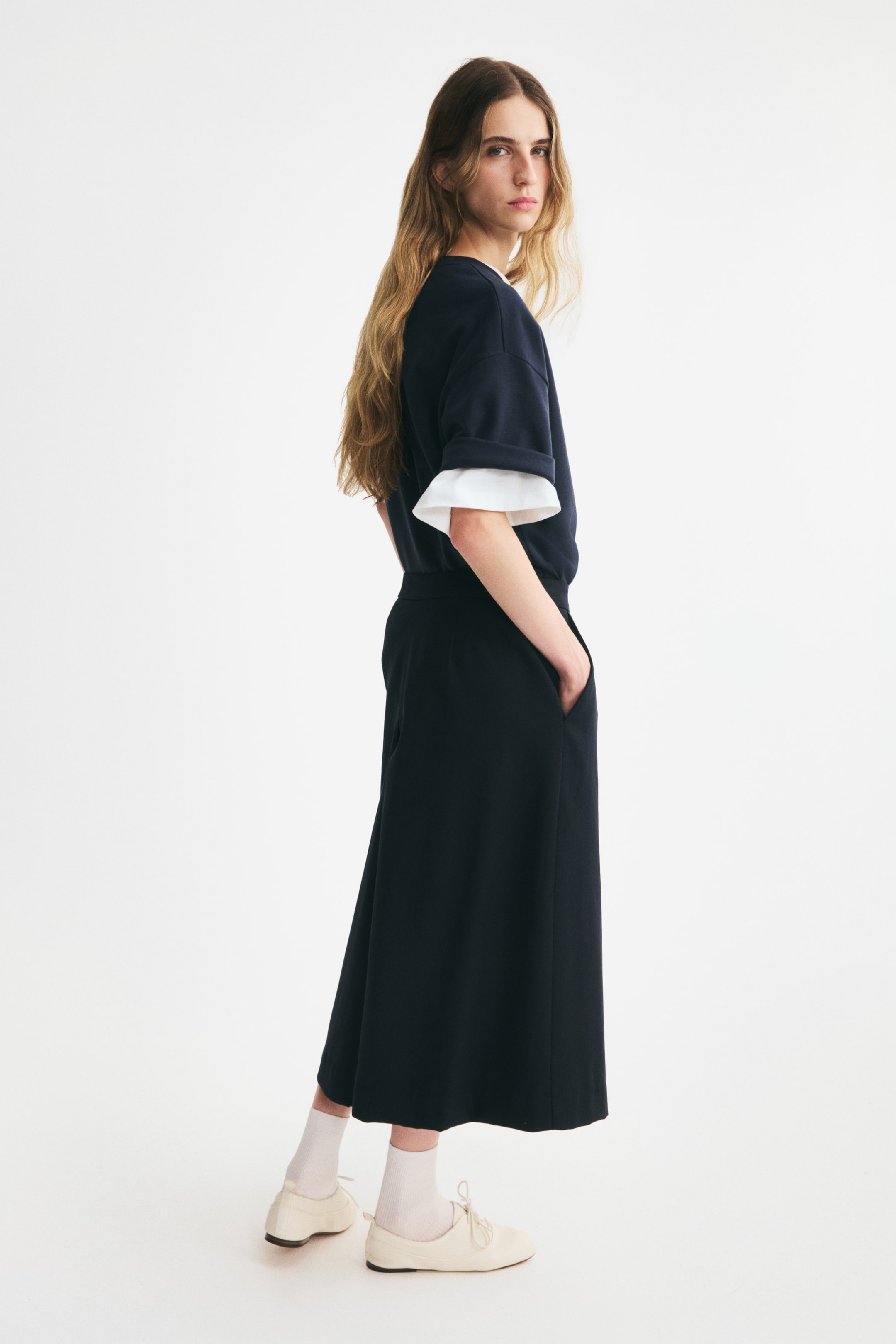 Pleat-Detail Culottes