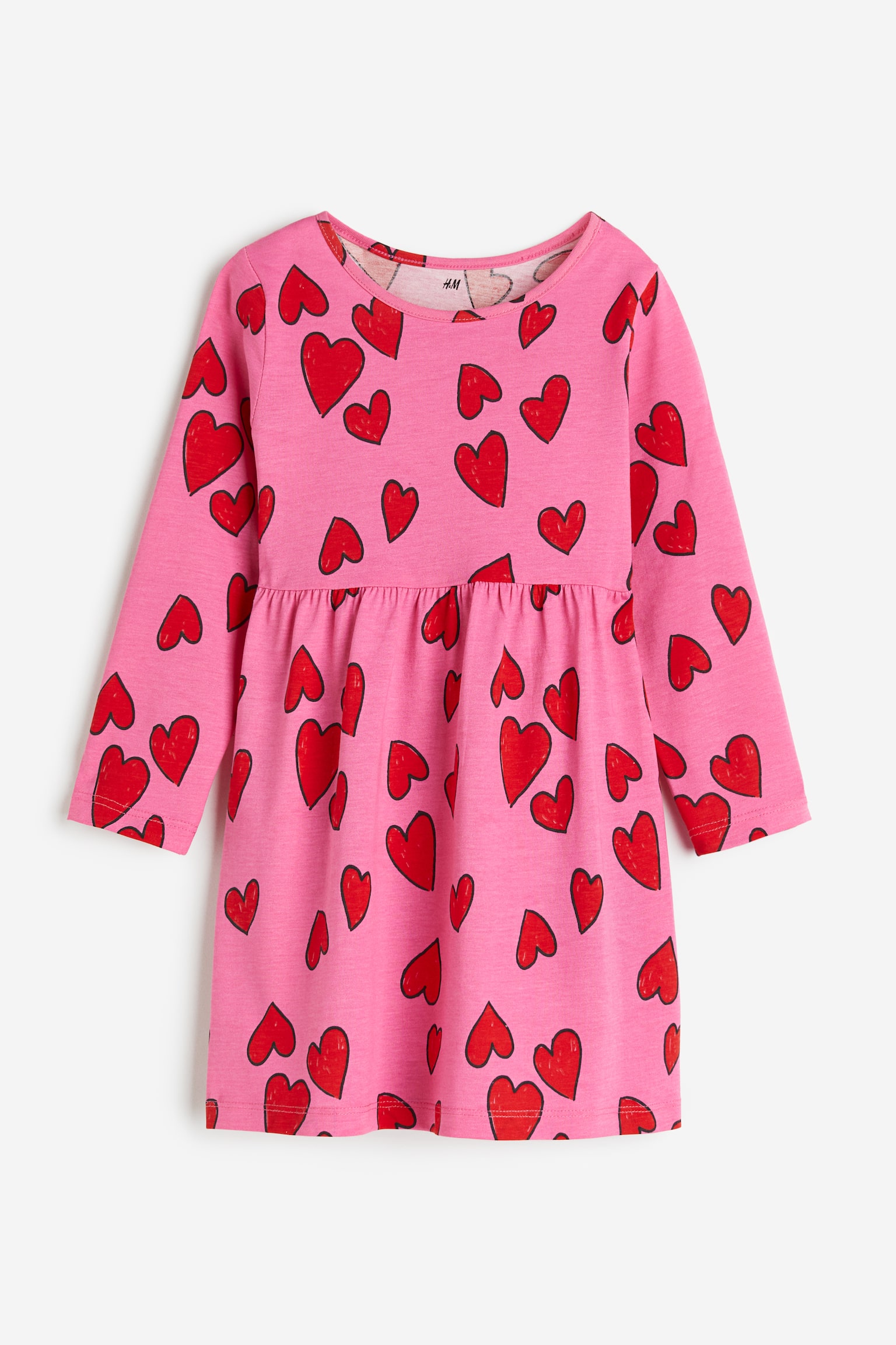 Cotton jersey dress - Pink/Hearts/Light pink/Unicorns/Dark grey/Hearts - 1