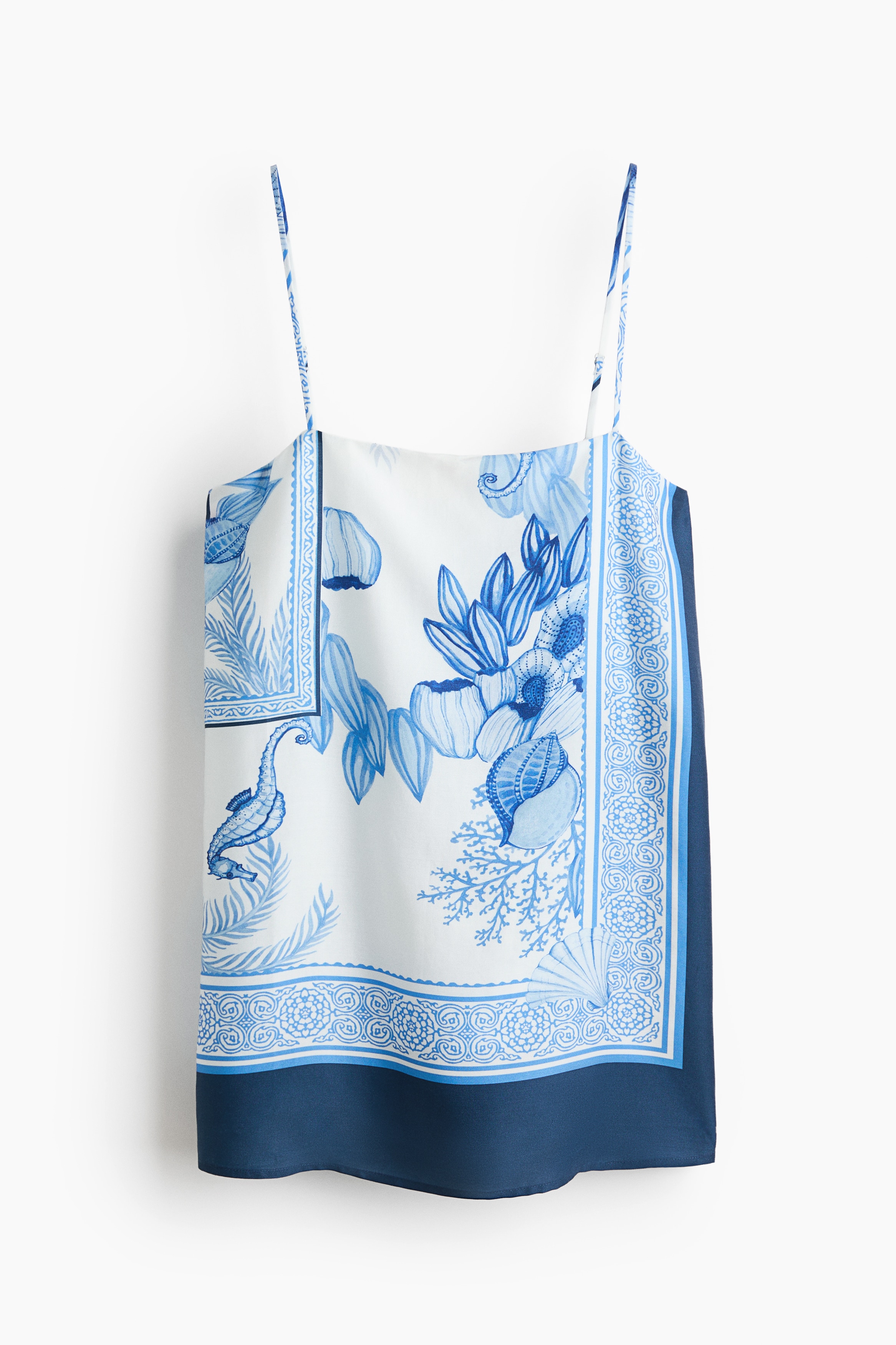 Strappy lyocell top - Blue/Patterned