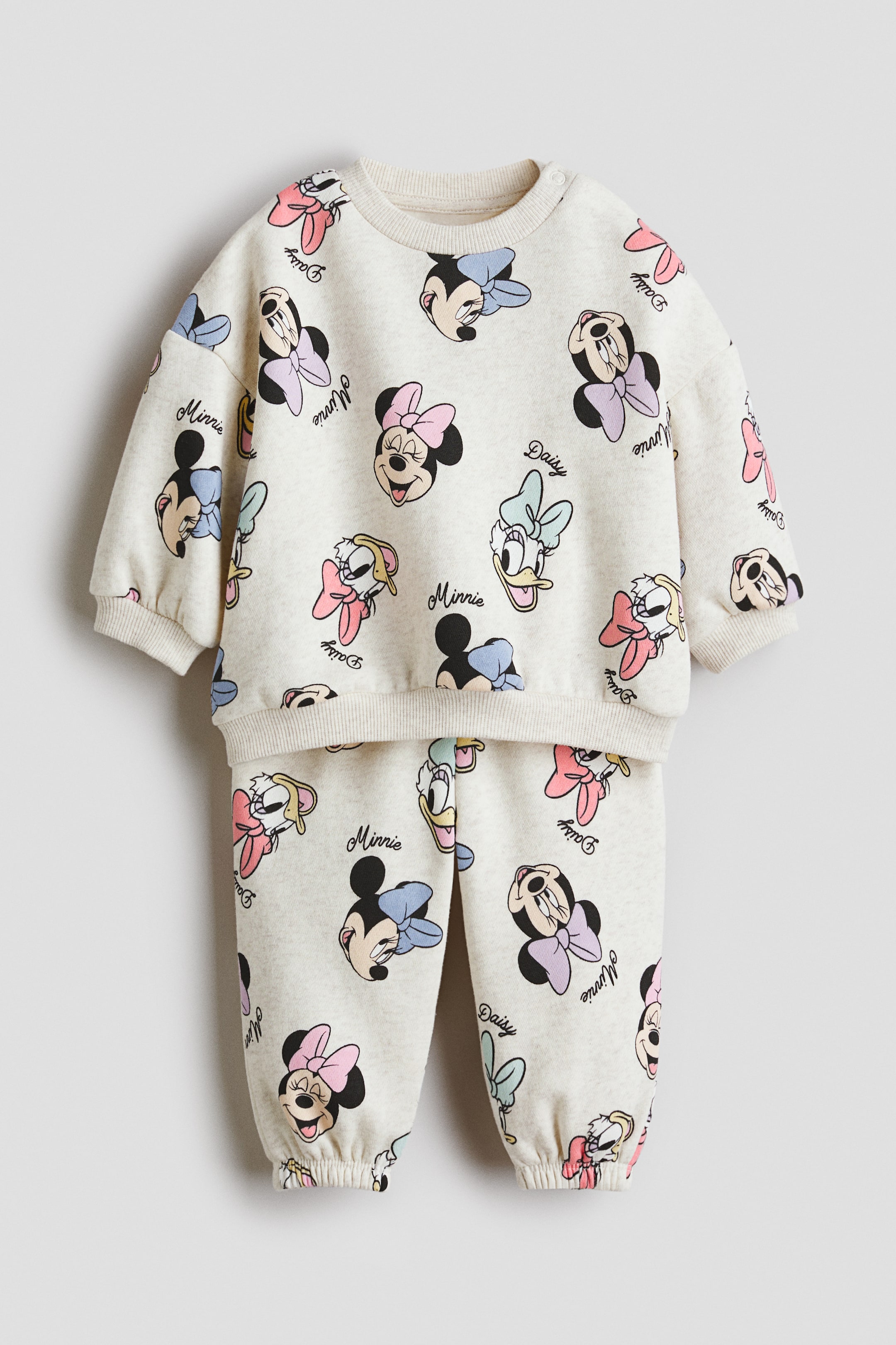 View larger image: 2-piece printed sweatshirt set - Light beige/Minnie Mouse - Kids | H&M IN 3
