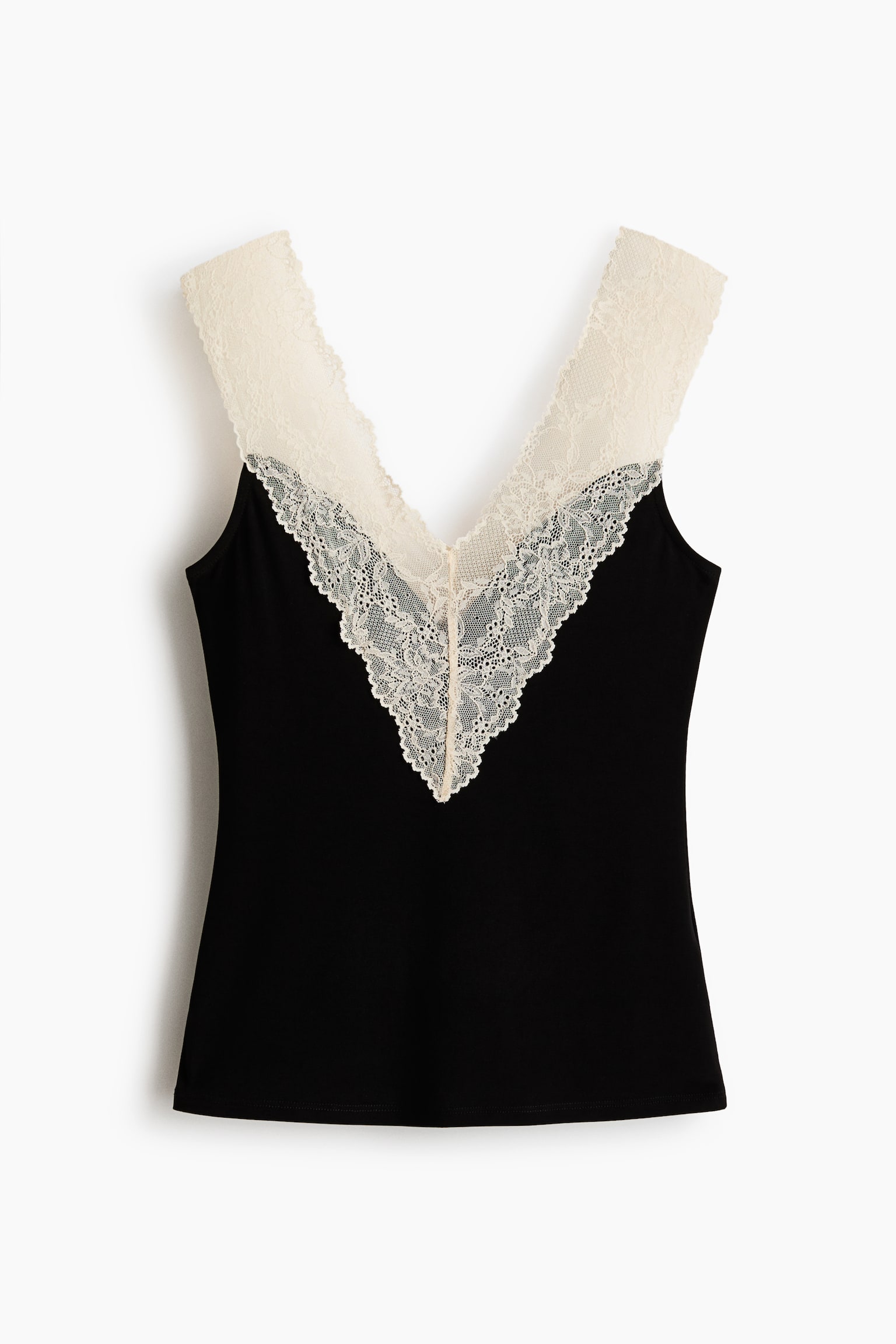Lace-Trimmed Top - Black